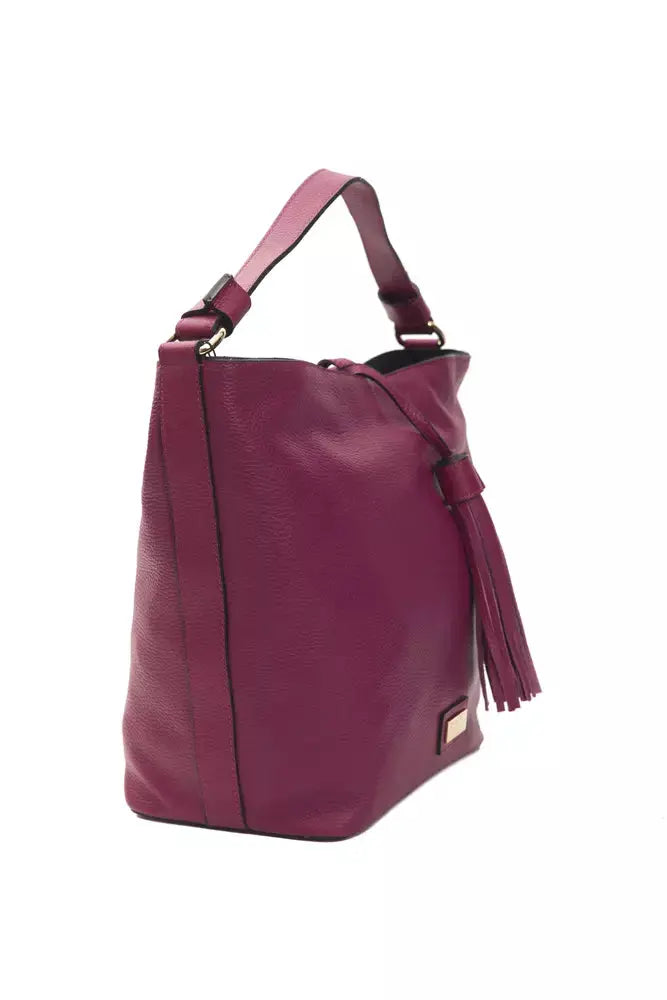 Pompei Donatella "Burgundy Leather Women Shoulder Bag".
