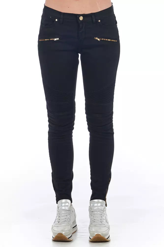 Frankie Morello Black Cotton Women Jeans.