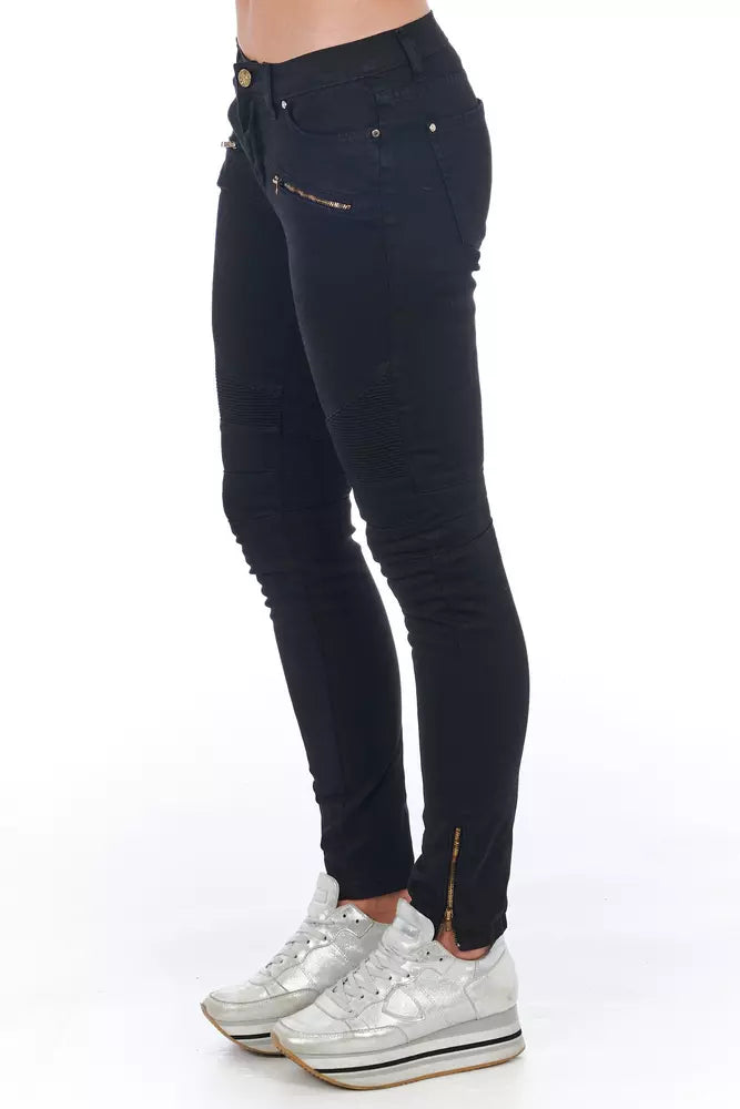 Frankie Morello Black Cotton Women Jeans.