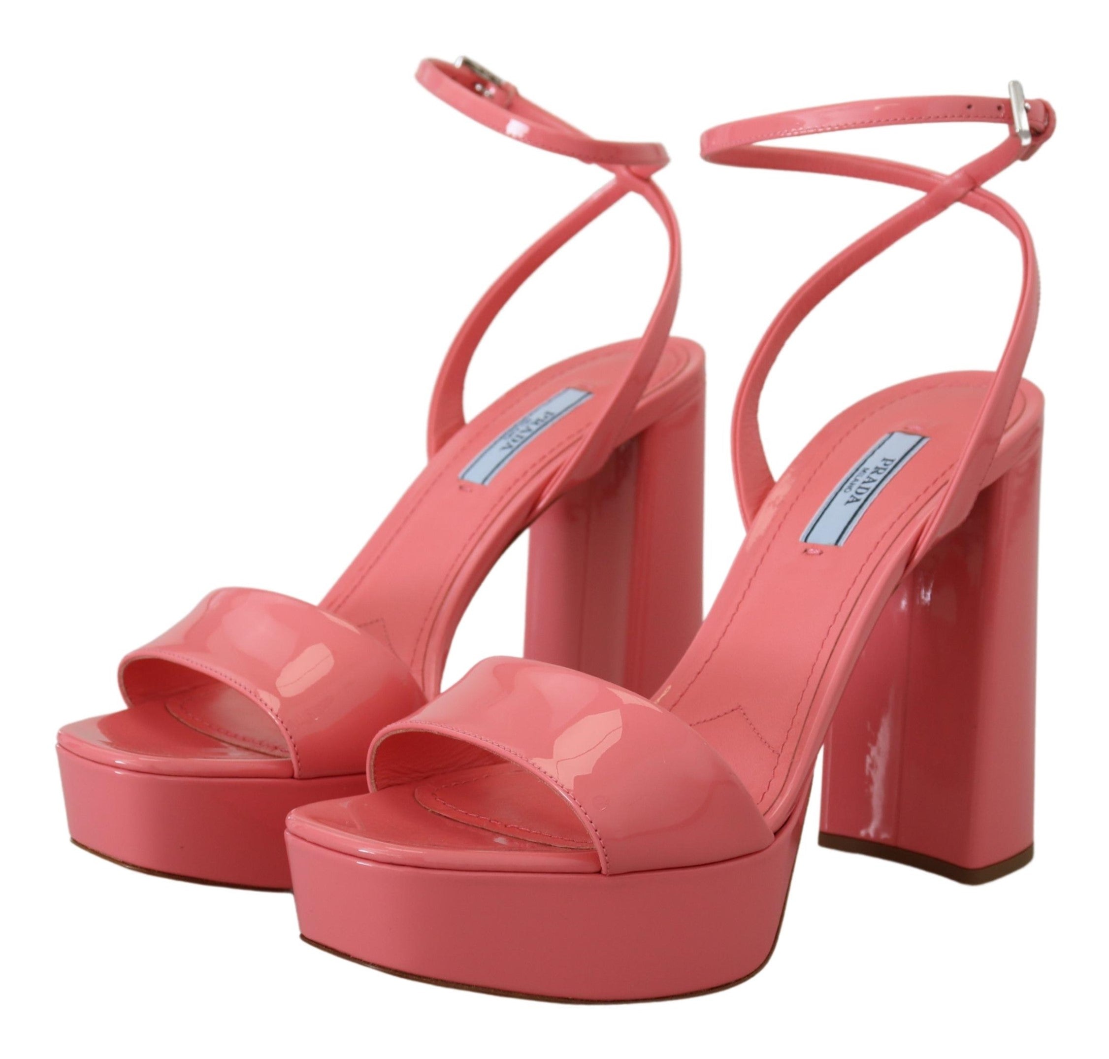 Prada Chic Pink Patent Leather Platform Sandals Prada