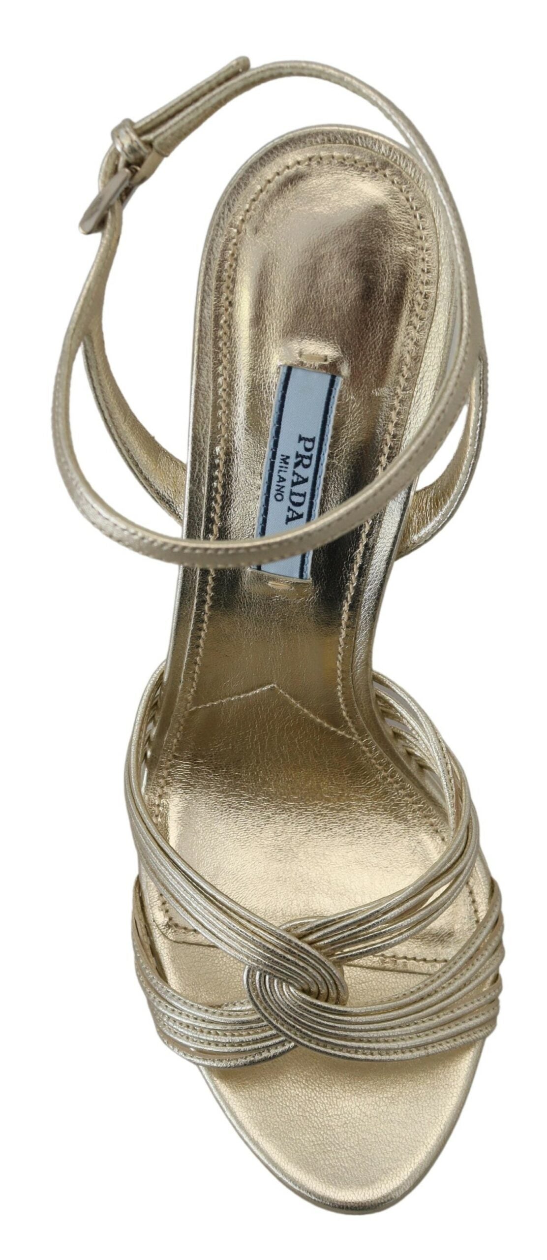 Prada Elegant Gold Stiletto Heel Sandals Prada