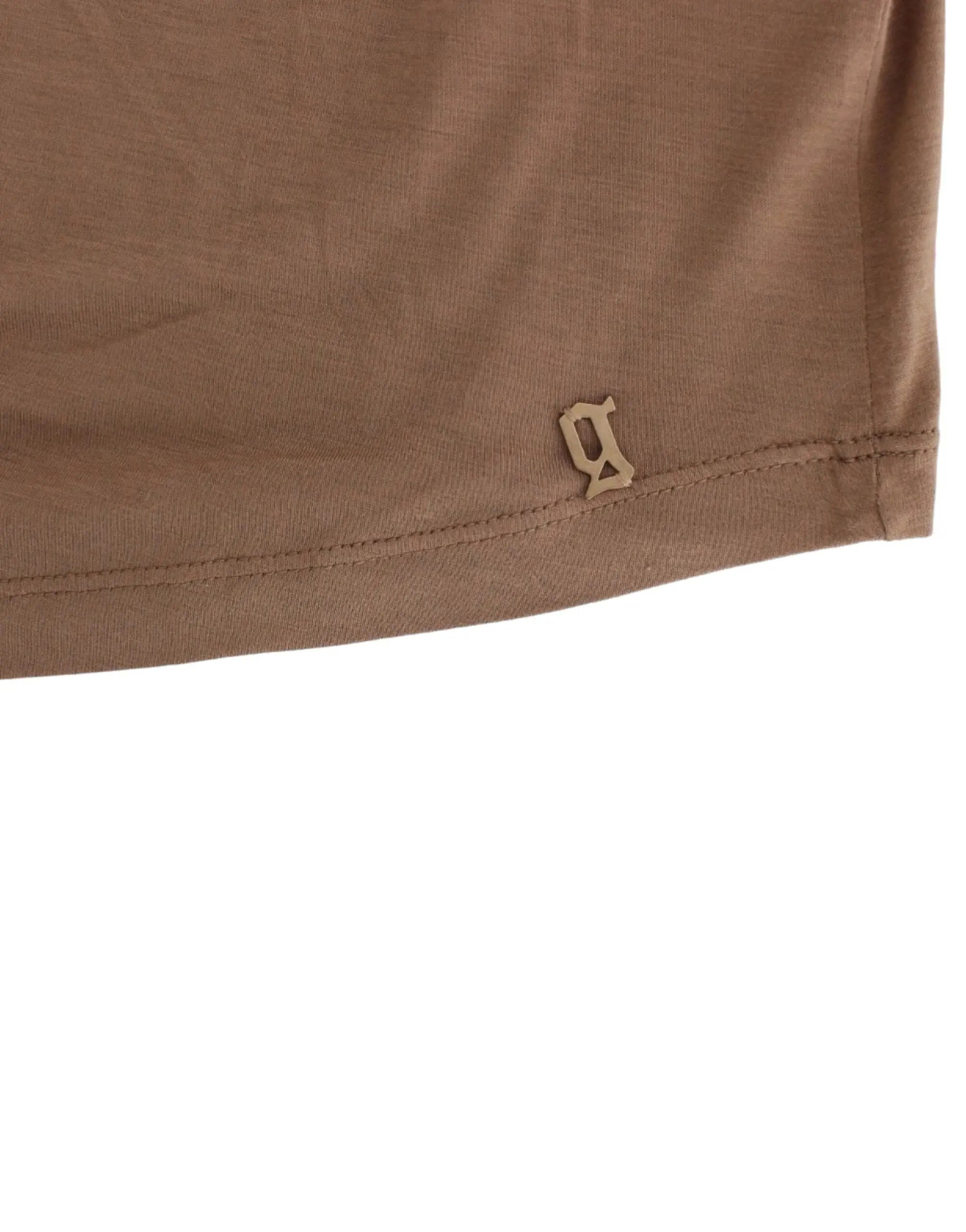 John Galliano Elegant Short-Sleeved Brown Rayon Top John Galliano