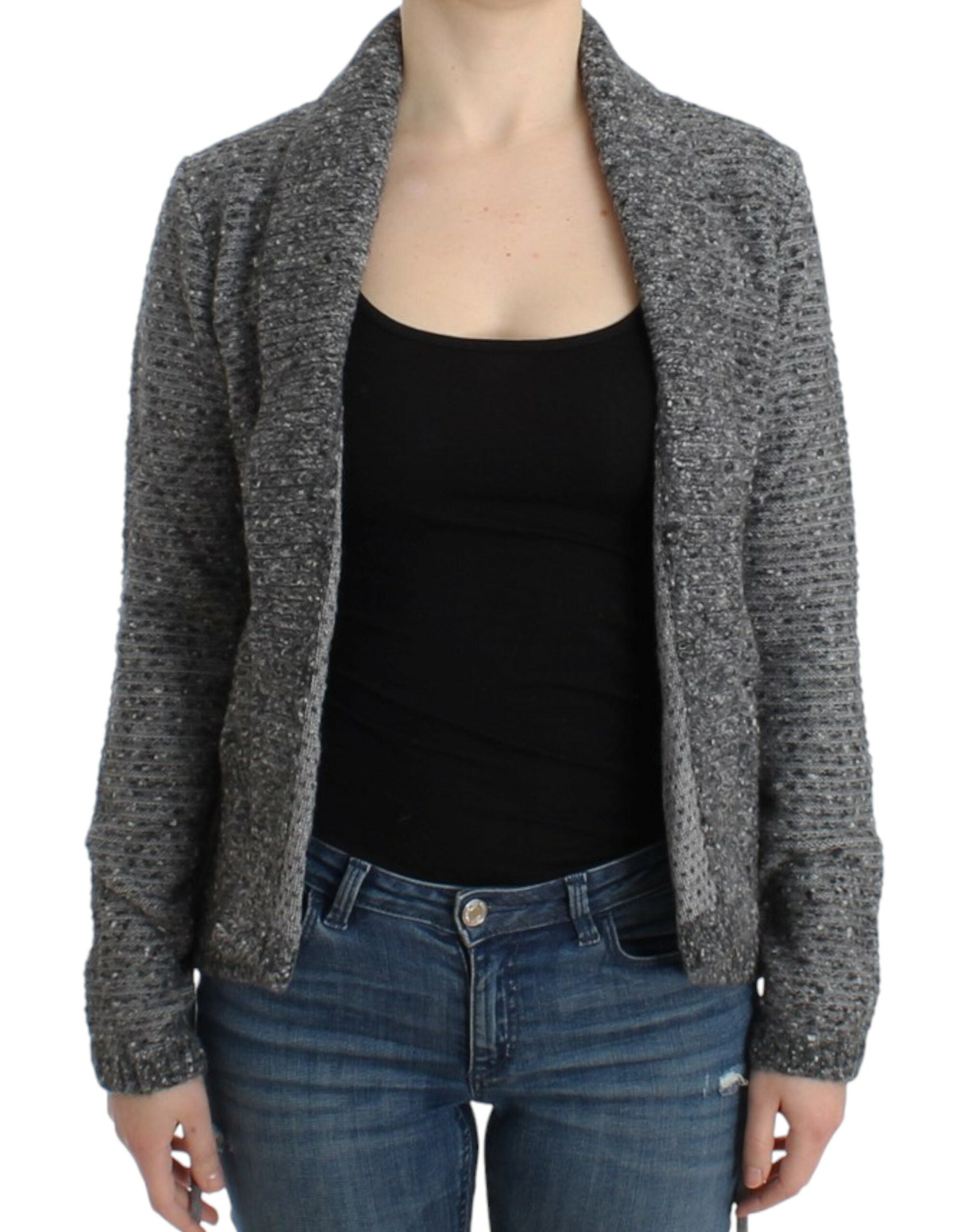 Cavalli Gray wool knitted cardigan Cavalli