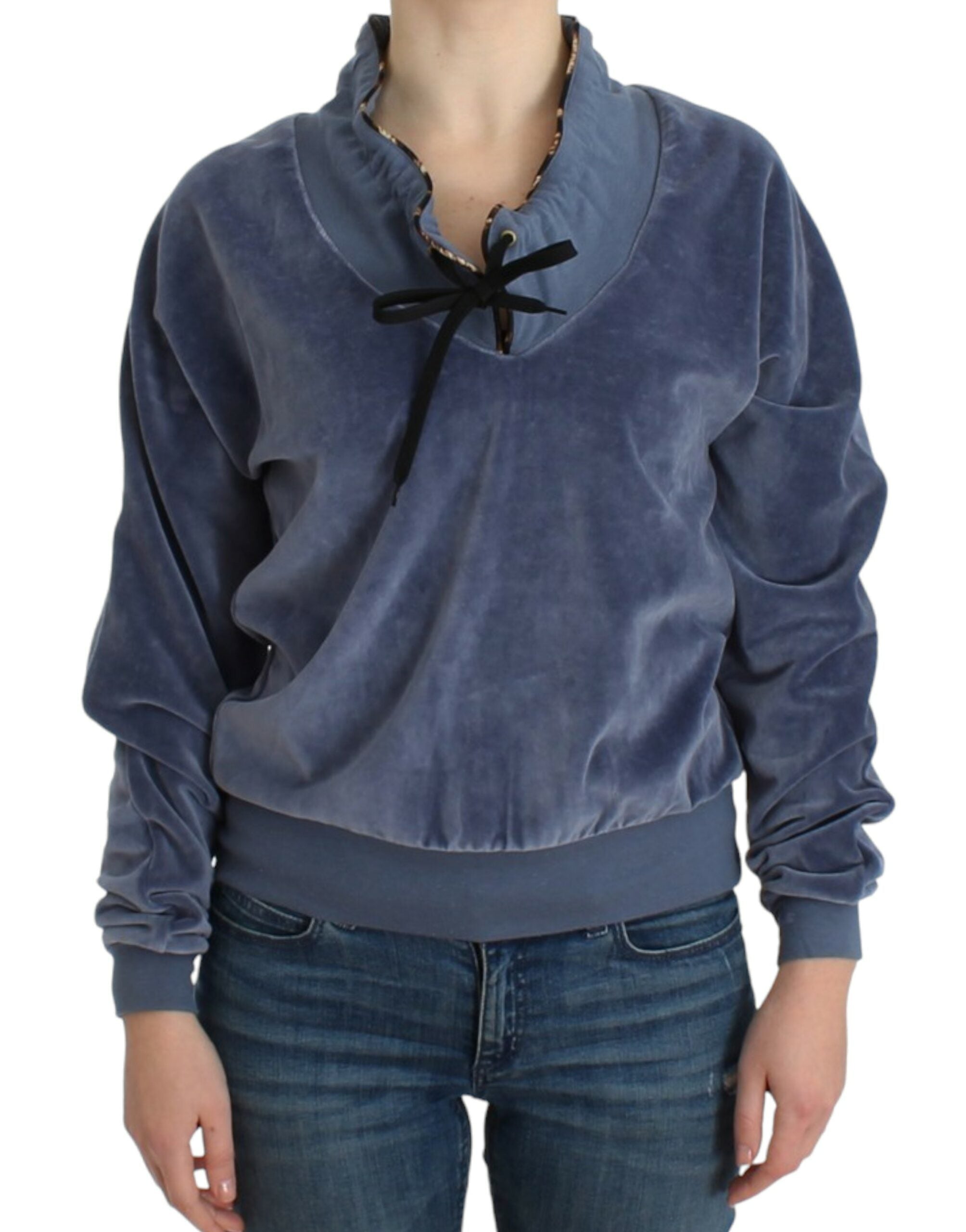 Cavalli Blue velvet cotton sweater Cavalli