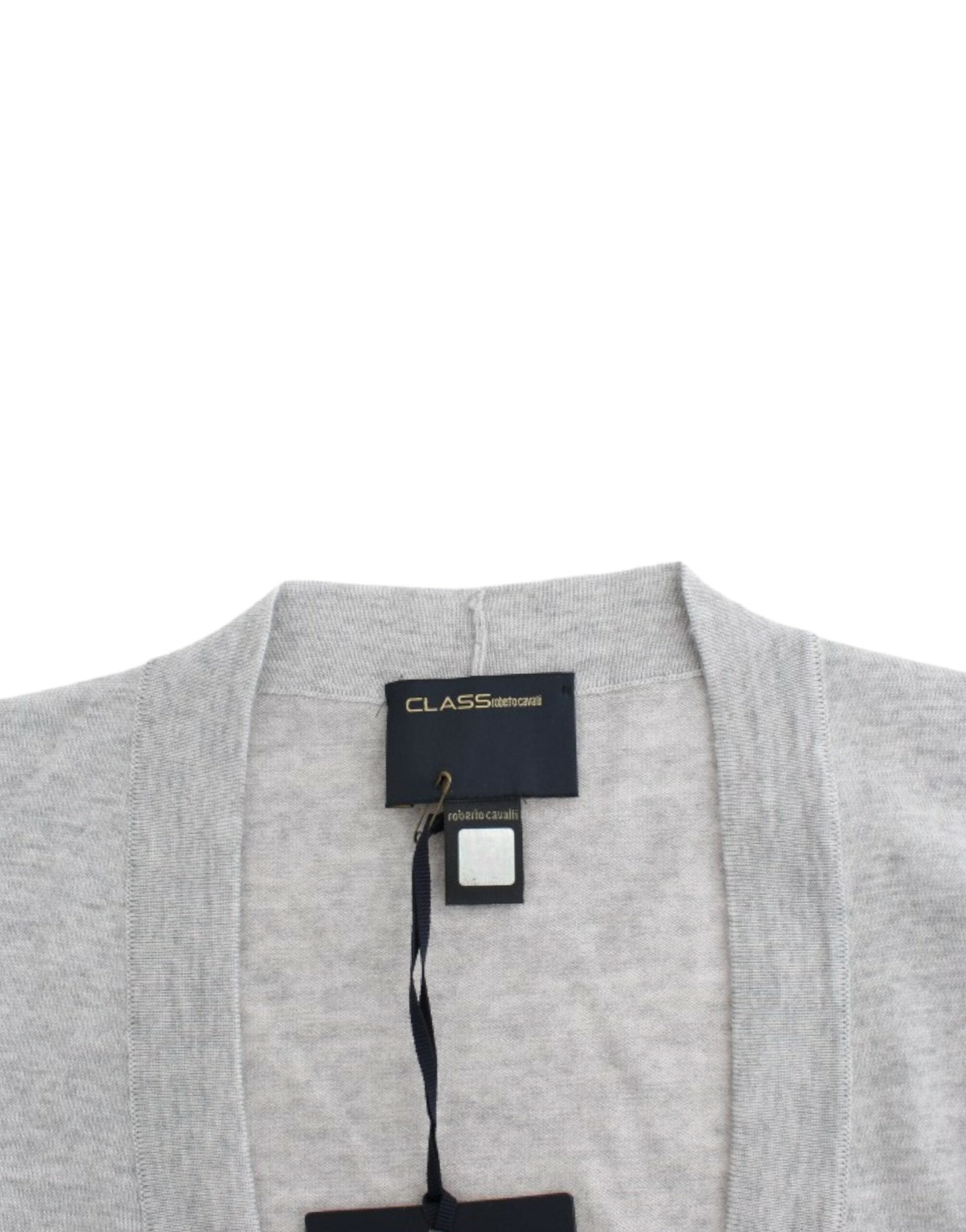 Cavalli Gray cropped wool cardigan Cavalli