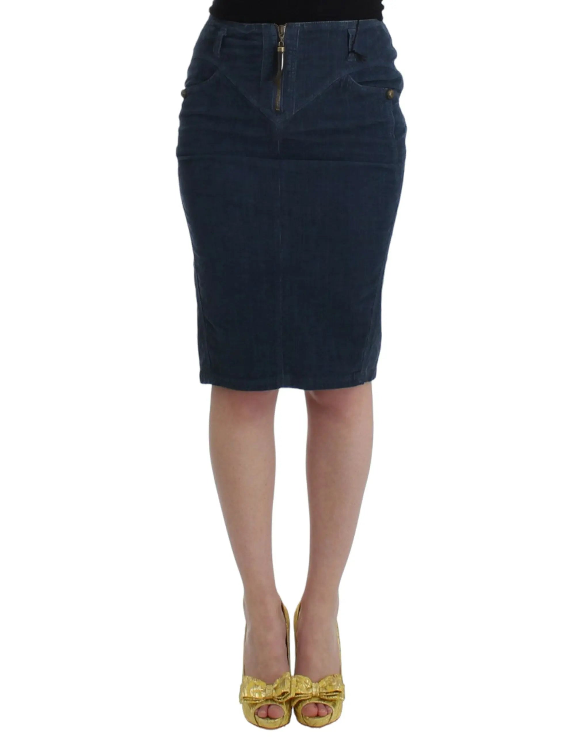 Cavalli Elegant Blue Pencil Skirt - MaraFormigone