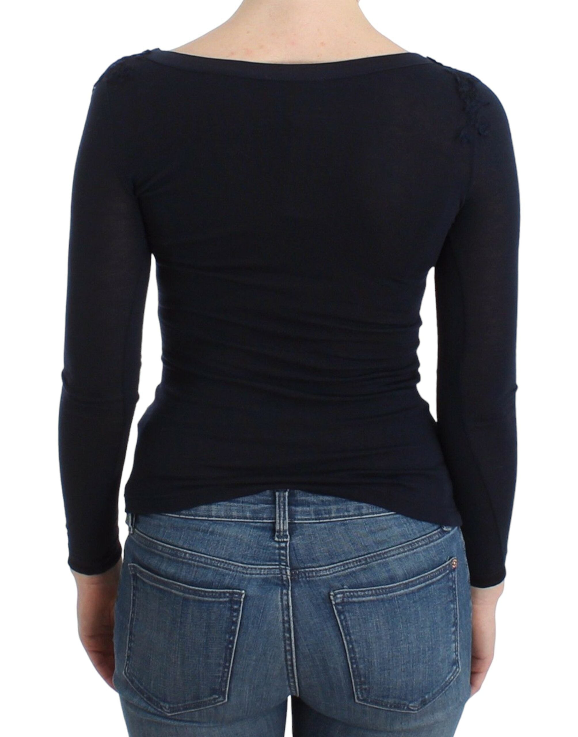 Ermanno Scervino Lingerie Blue Top Blouse Jumper Lace Rayon Ermanno Scervino