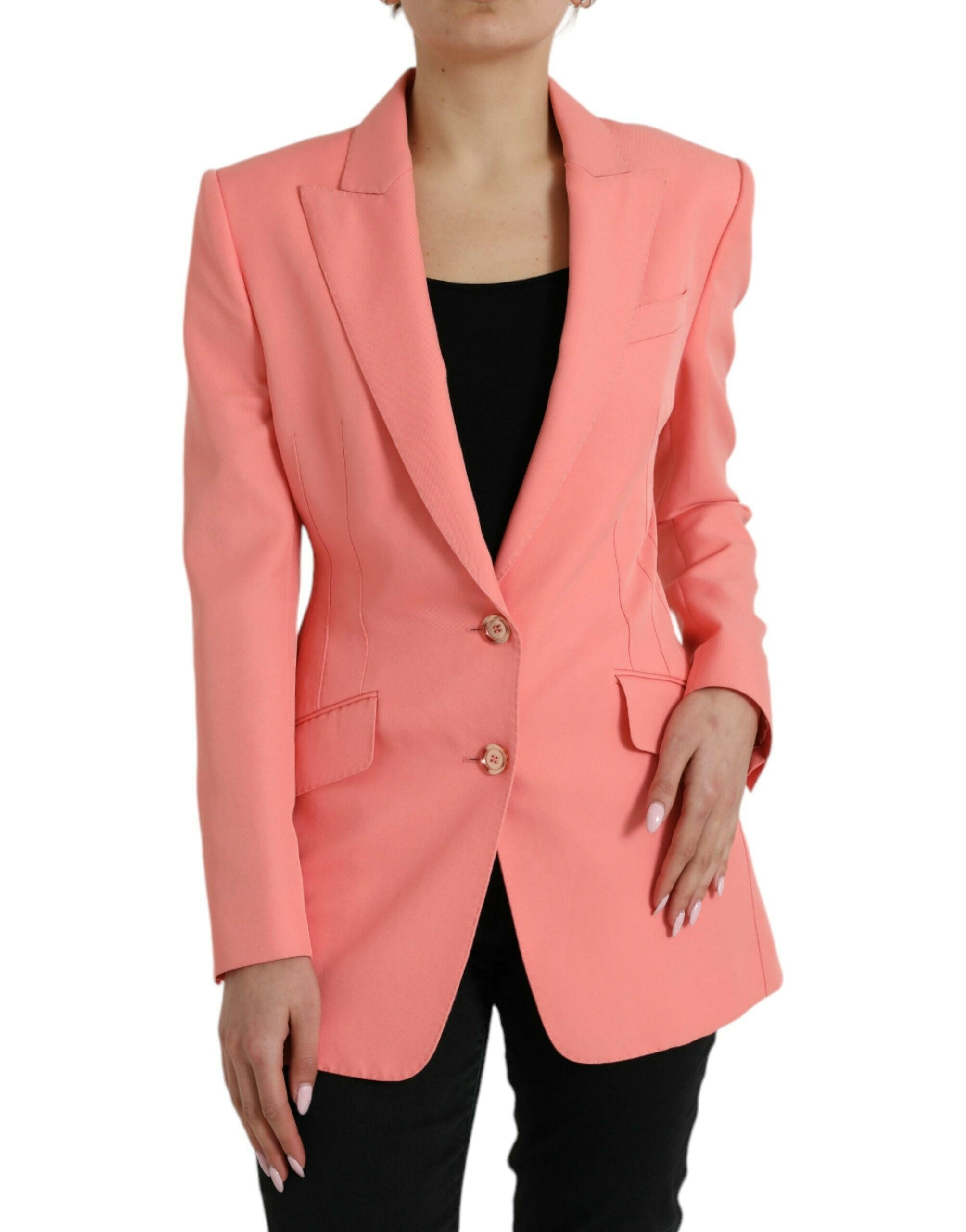 Dolce & Gabbana Pink Polyester Single Breasted Blazer Jacket.