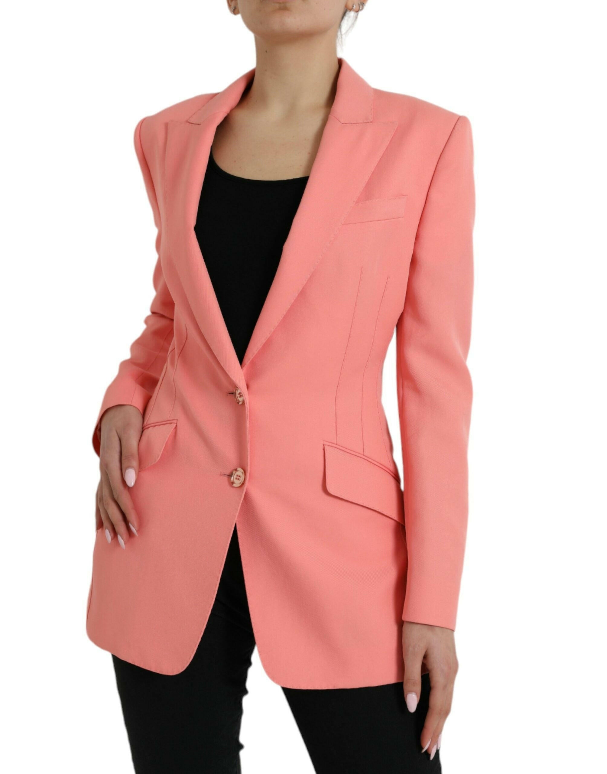 Dolce & Gabbana Pink Polyester Single Breasted Blazer Jacket.