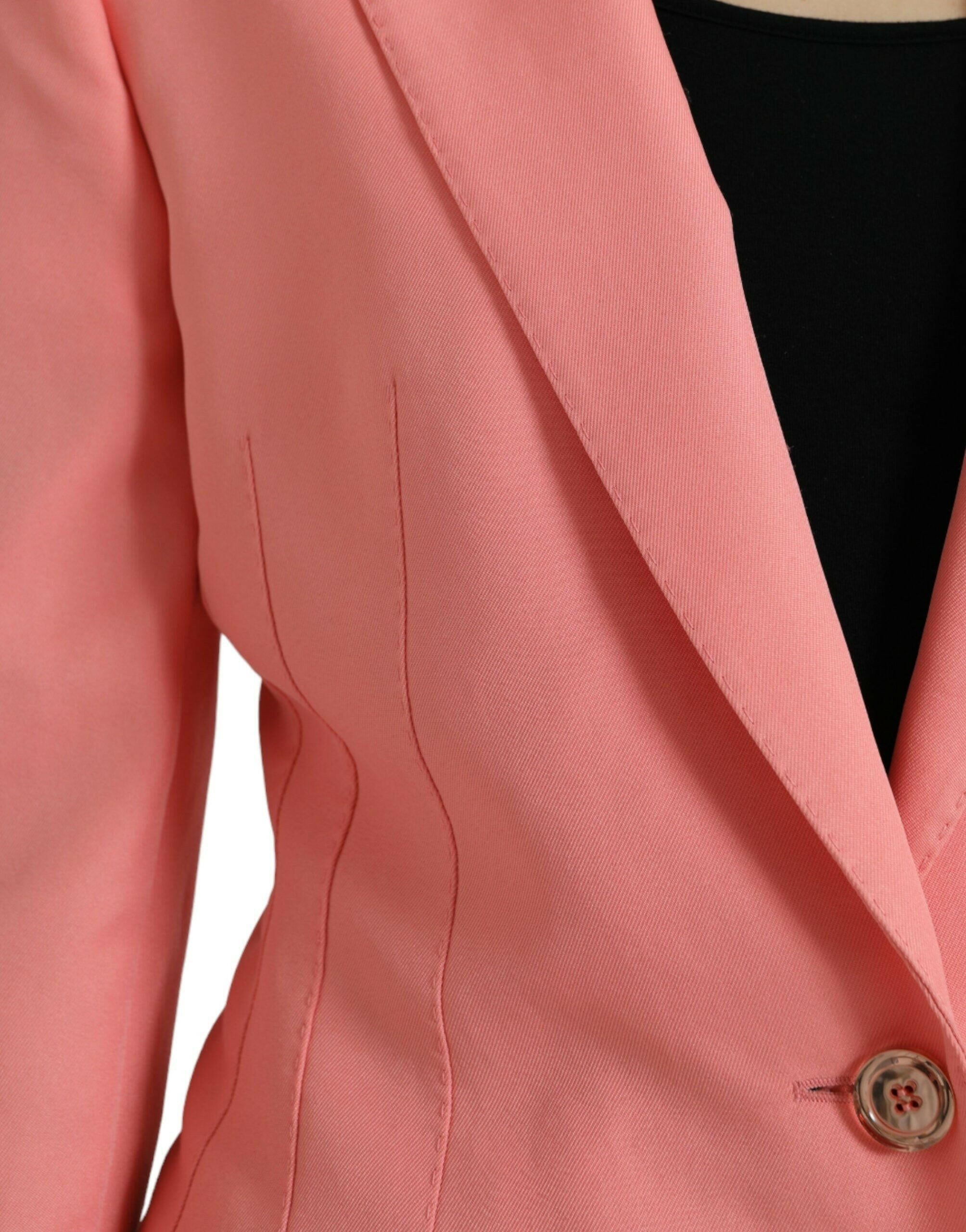Dolce & Gabbana Pink Polyester Single Breasted Blazer Jacket.