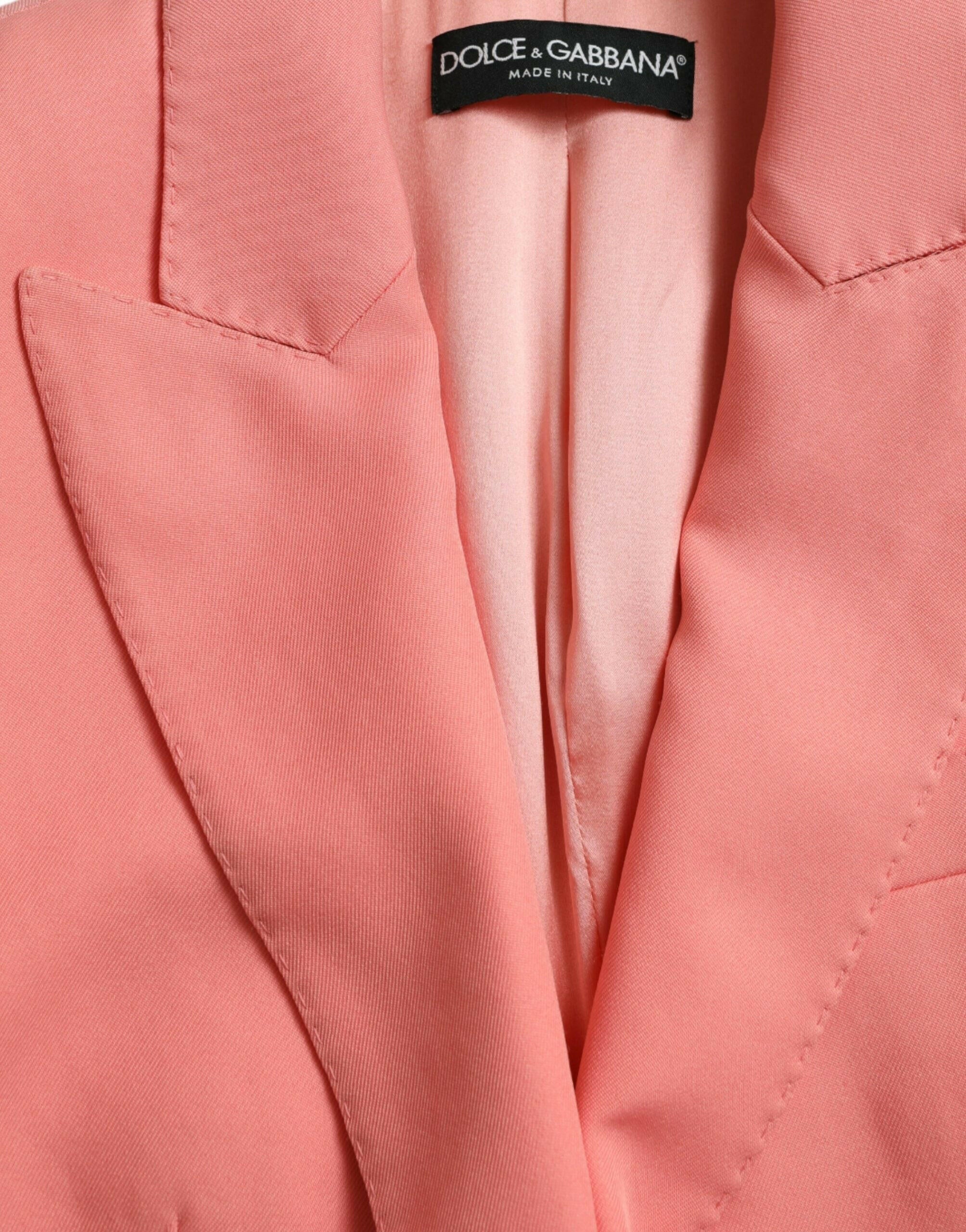 Dolce & Gabbana Pink Polyester Single Breasted Blazer Jacket.
