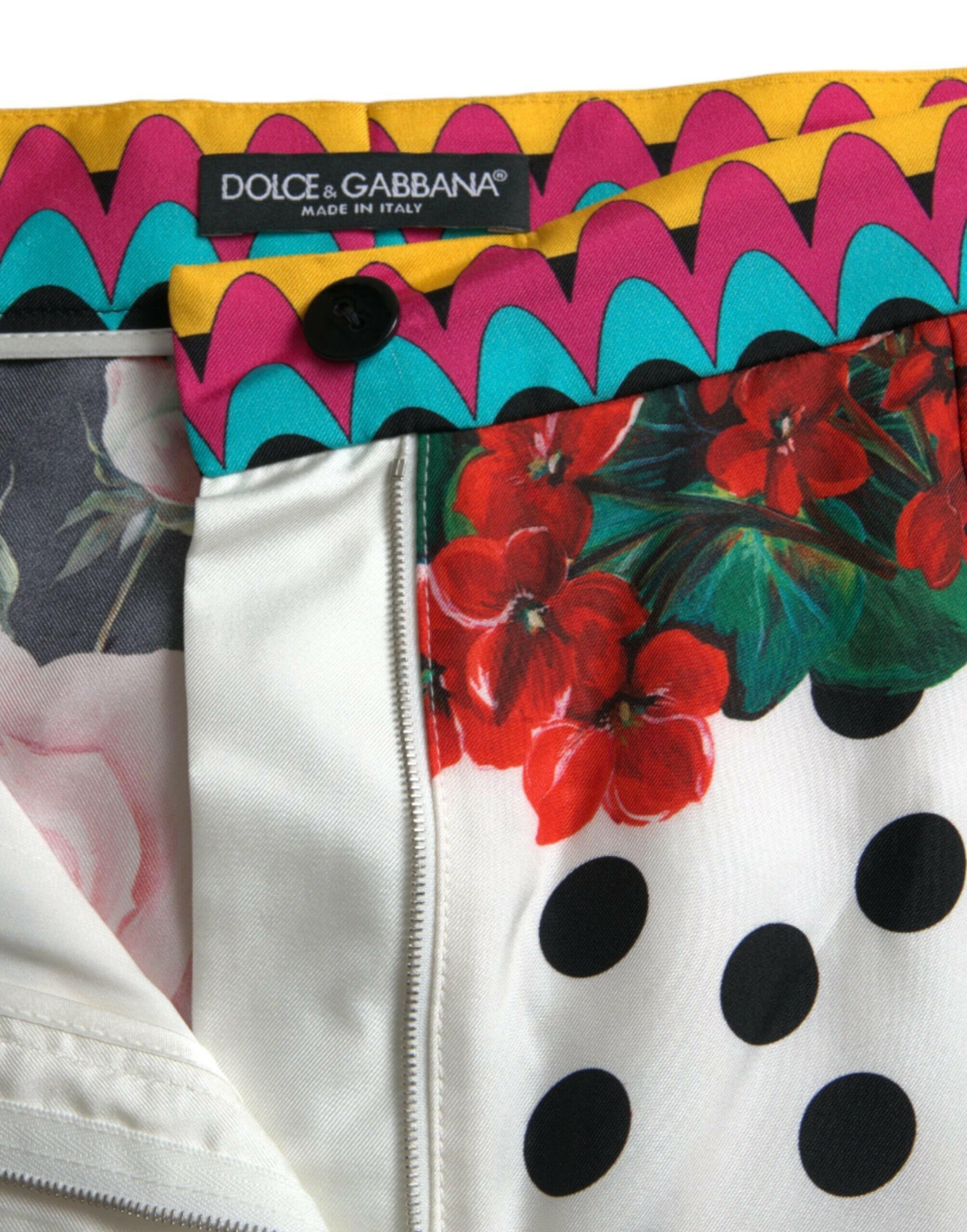 Dolce & Gabbana Multicolor Floral Polka Dot Hot Pants Shorts.