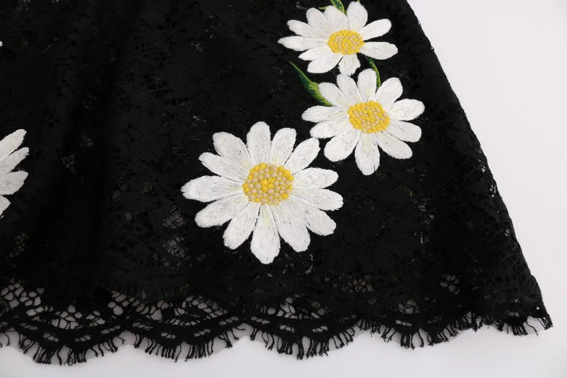 Dolce & Gabbana Black Floral Lace Chamomile Embroidered Dress Dolce & Gabbana
