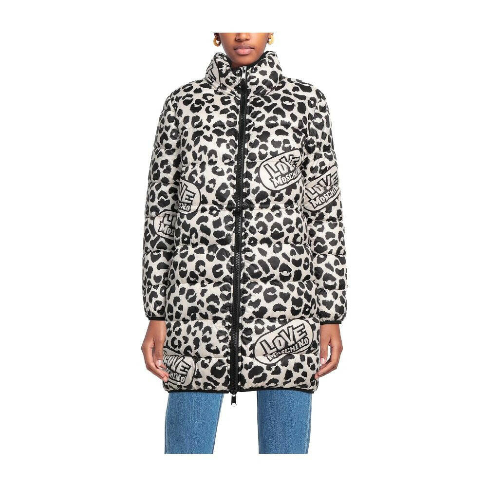 Love Moschino Chic Leopard Print Down Jacket.