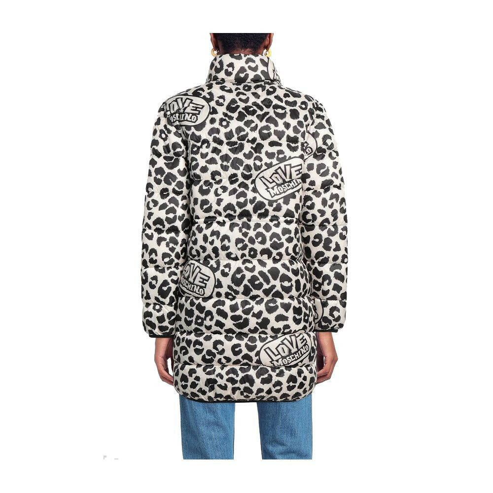 Love Moschino Chic Leopard Print Down Jacket.