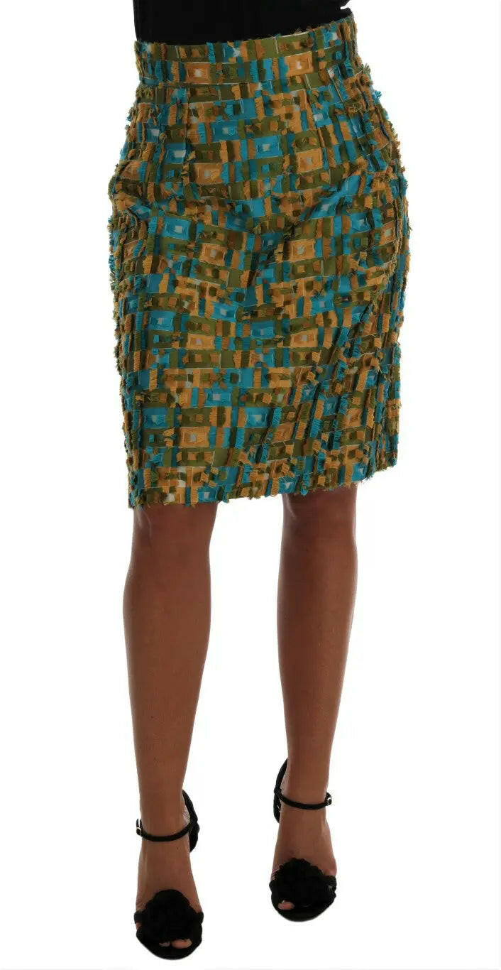 Dolce & Gabbana Multicolor Jacquard Straight Pencil Skirt.
