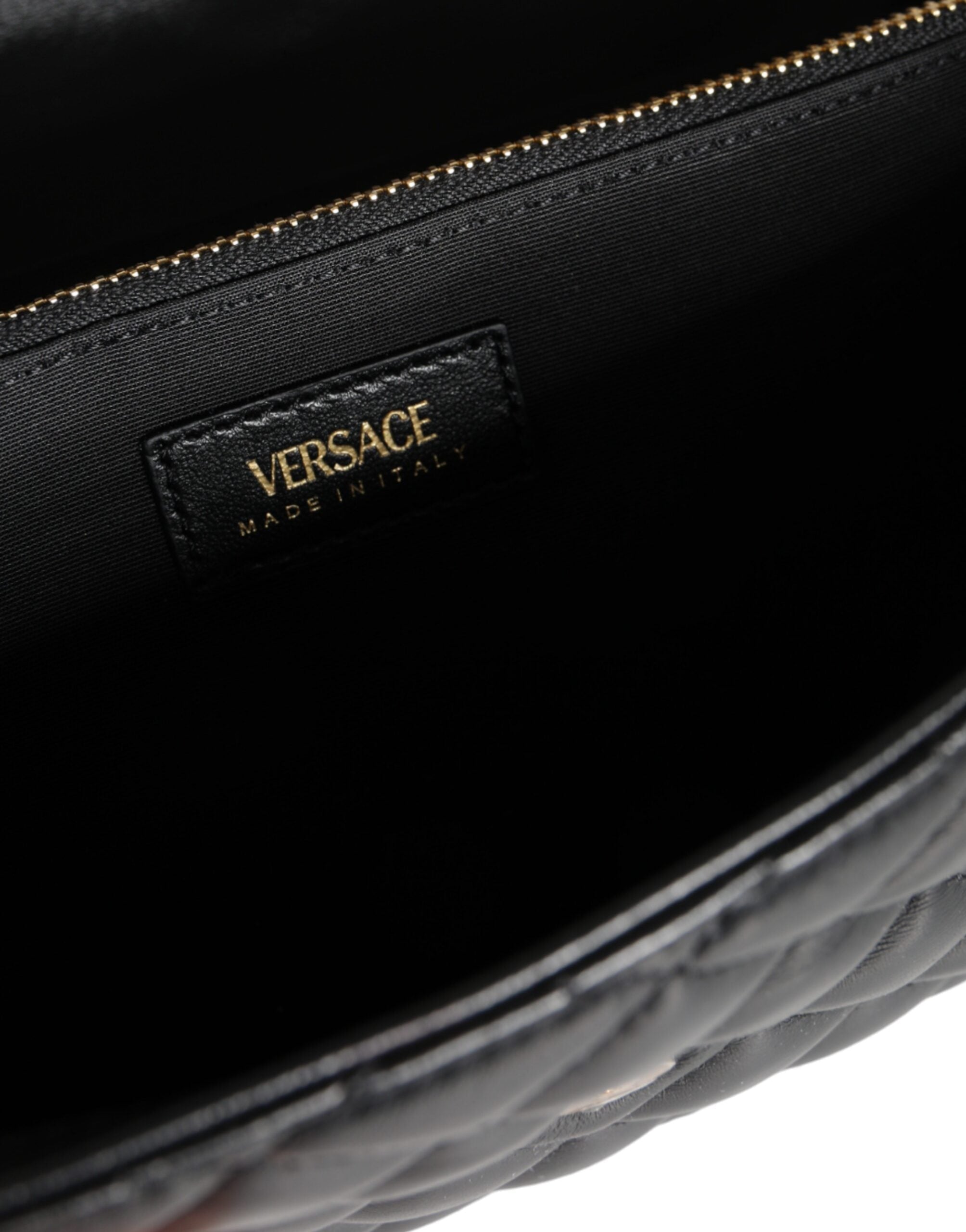 Versace Black Quilted Nappa Leather Crossbody Shoulder Bag Versace