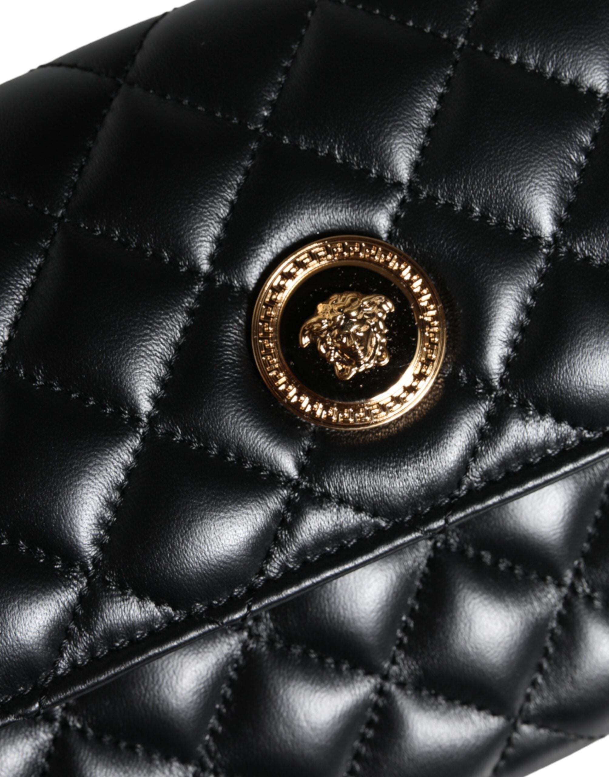 Versace Black Quilted Nappa Leather Crossbody Shoulder Bag Versace