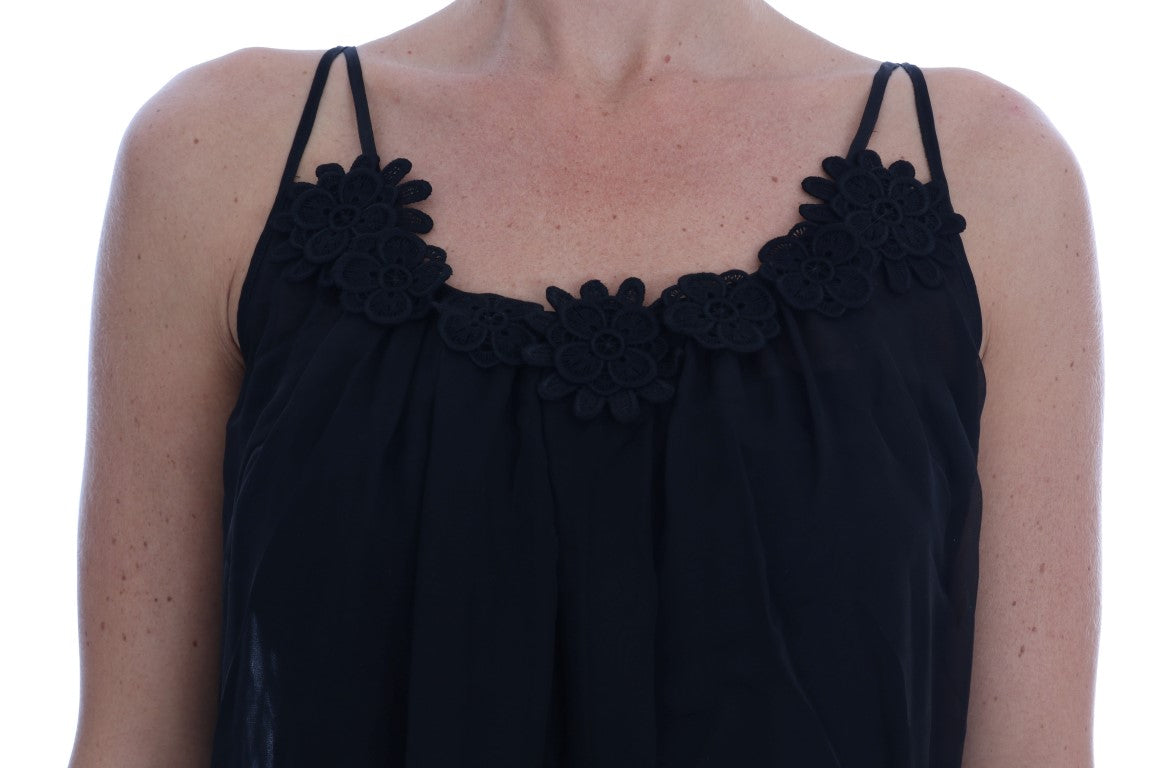 Dolce & Gabbana Black Silk Lace Chemise Dress Dolce & Gabbana