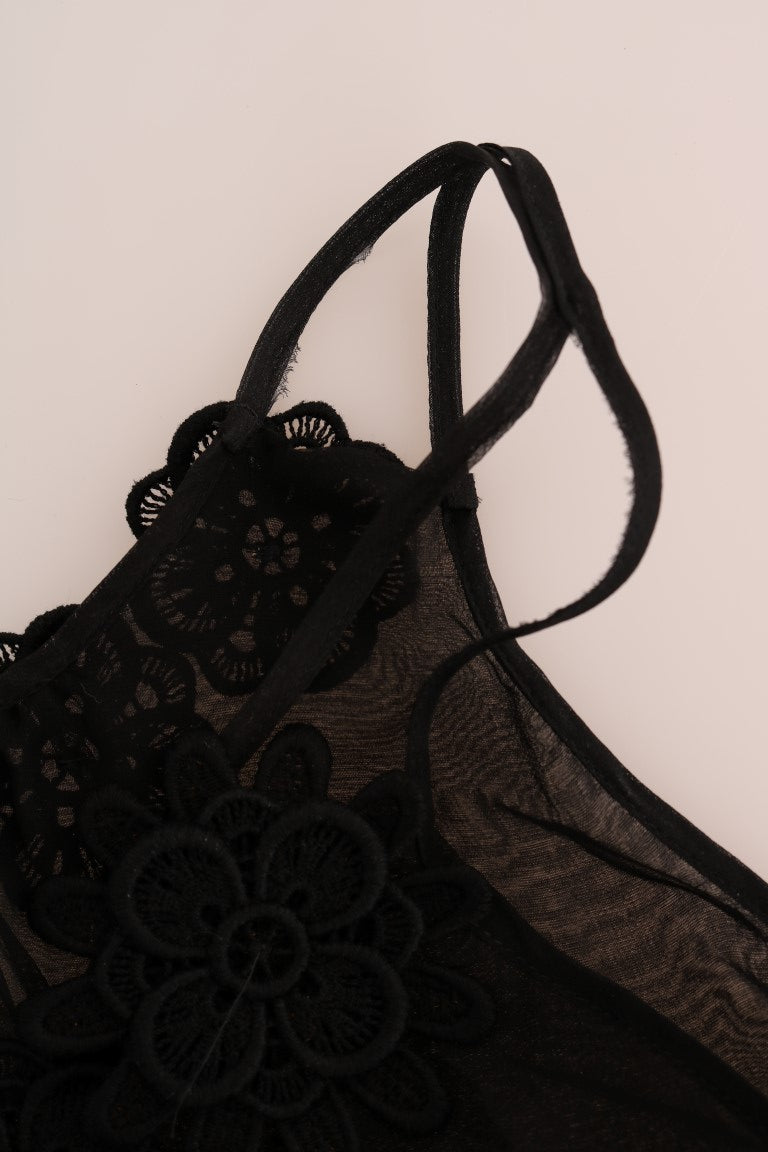 Dolce & Gabbana Black Silk Lace Chemise Dress Dolce & Gabbana