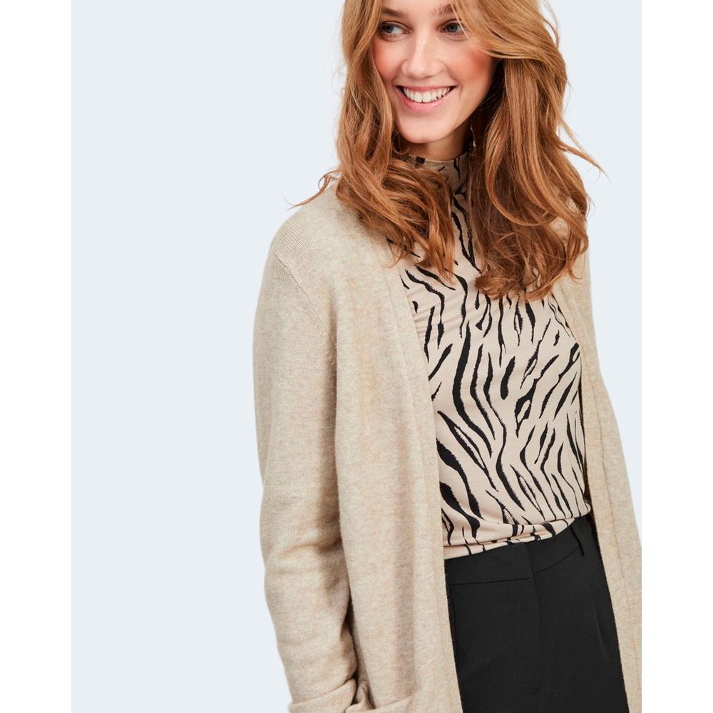 Vila Clothes Beige Viscose Cardigan Vila Clothes