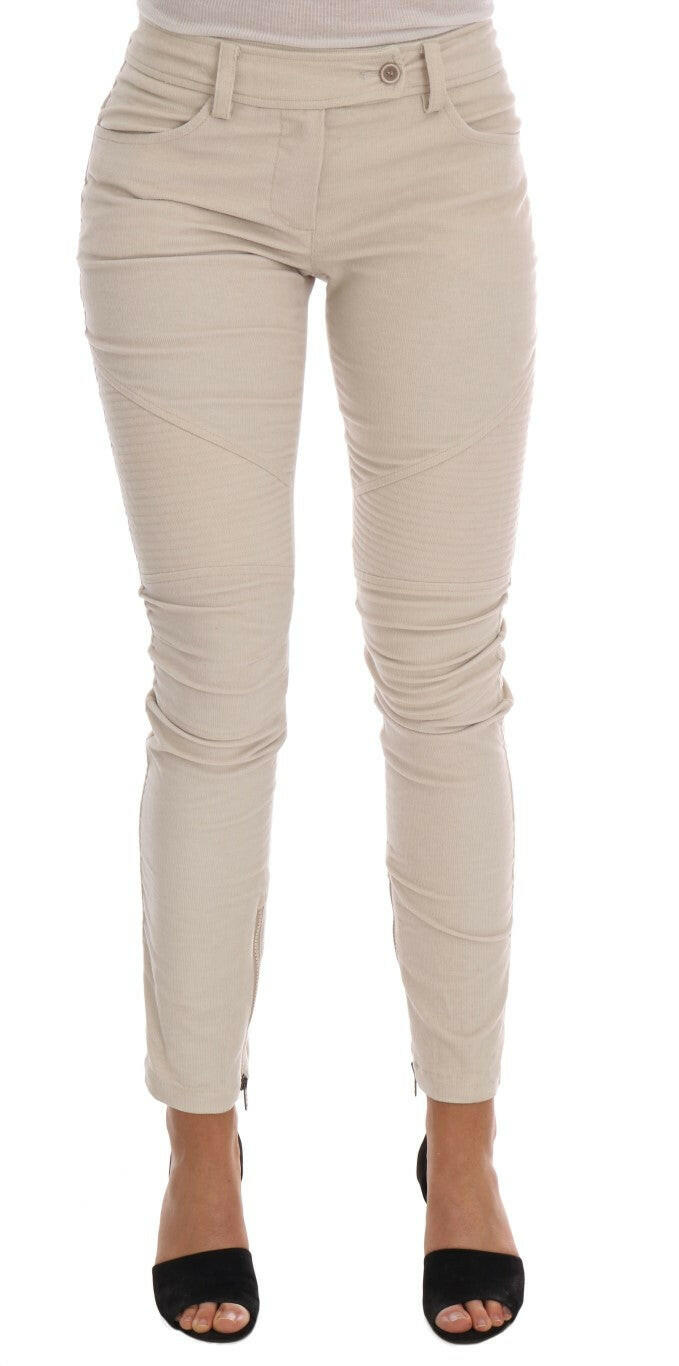 Ermanno Scervino Beige Slim Jeans Corduroy Skinny Pants.