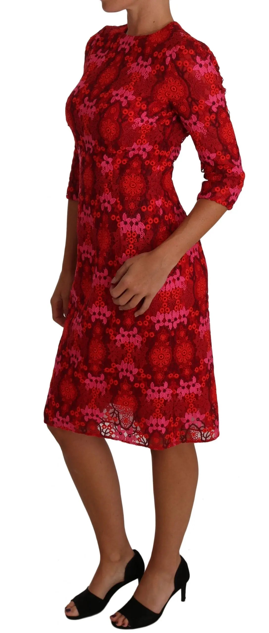 Dolce & Gabbana Elegant Floral Crochet Knee-Length Dress Dolce & Gabbana
