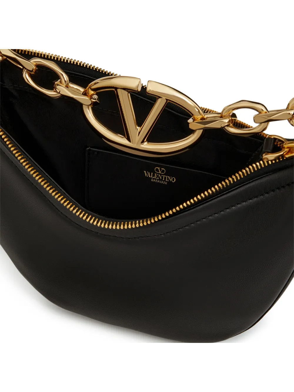 Valentino Garavani Black Leather Mini Hobo Vlogo Shoulder Bag Valentino Garavani