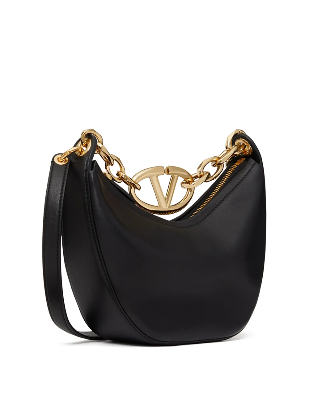 Valentino Garavani Black Leather Mini Hobo Vlogo Shoulder Bag Valentino Garavani