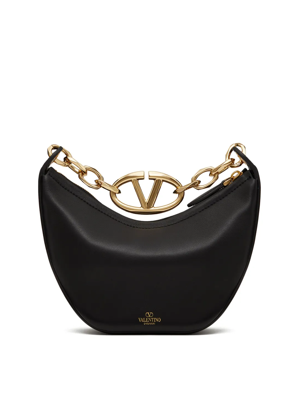 Valentino Garavani Black Leather Mini Hobo Vlogo Shoulder Bag Valentino Garavani