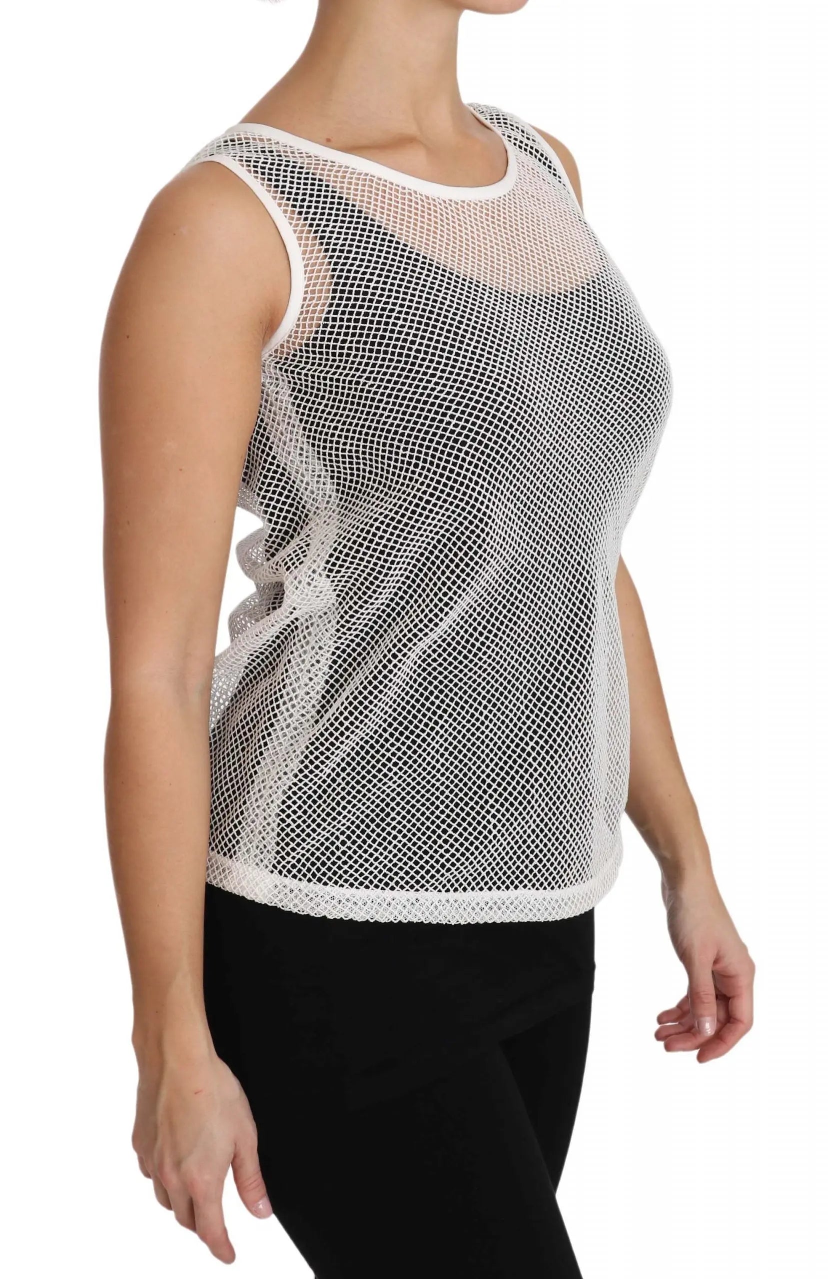Dolce & Gabbana Elegant White Sheer Sleeveless Top Dolce & Gabbana
