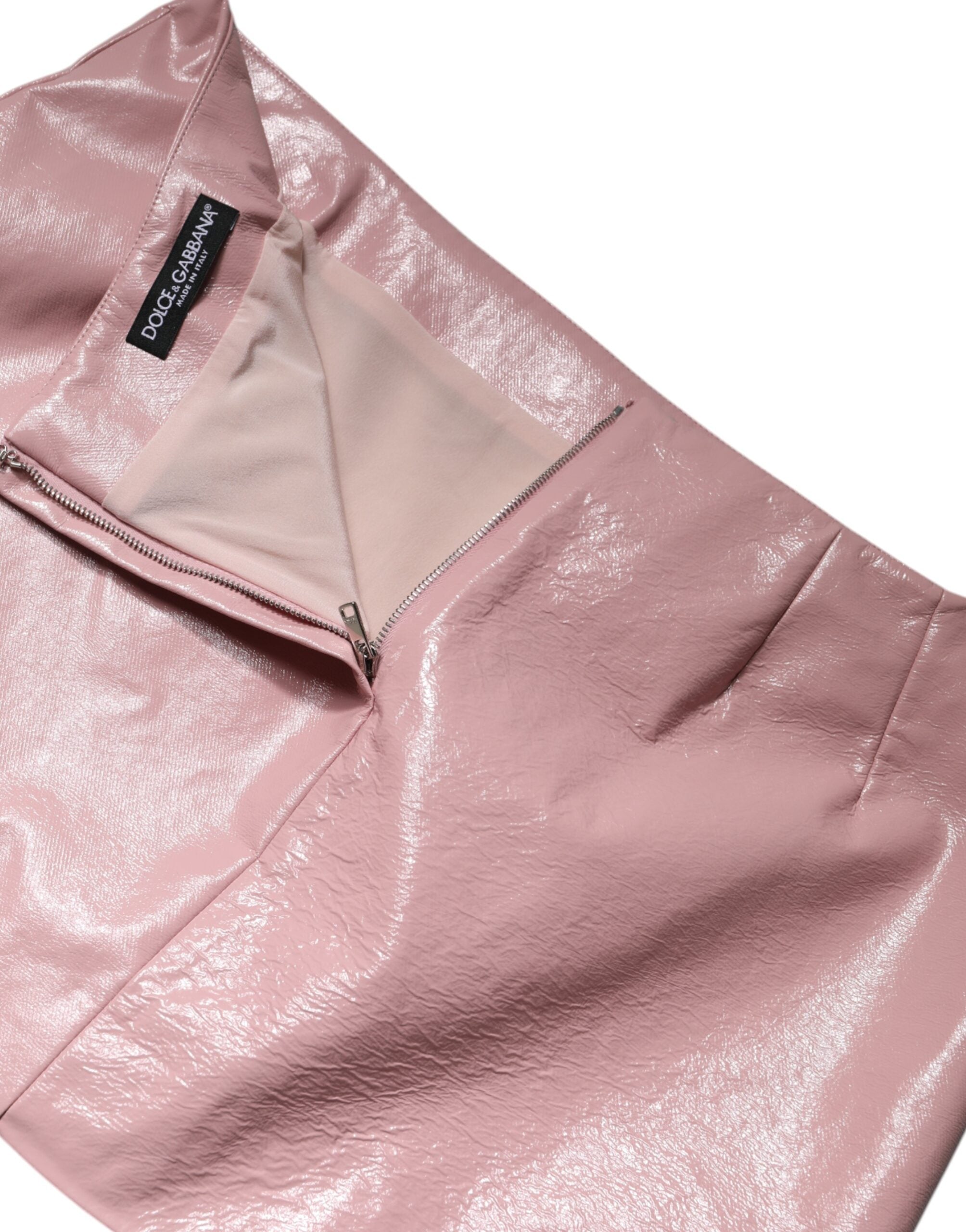 Dolce & Gabbana Glossy Pink Cotton High Waist Mini Skirt Dolce & Gabbana