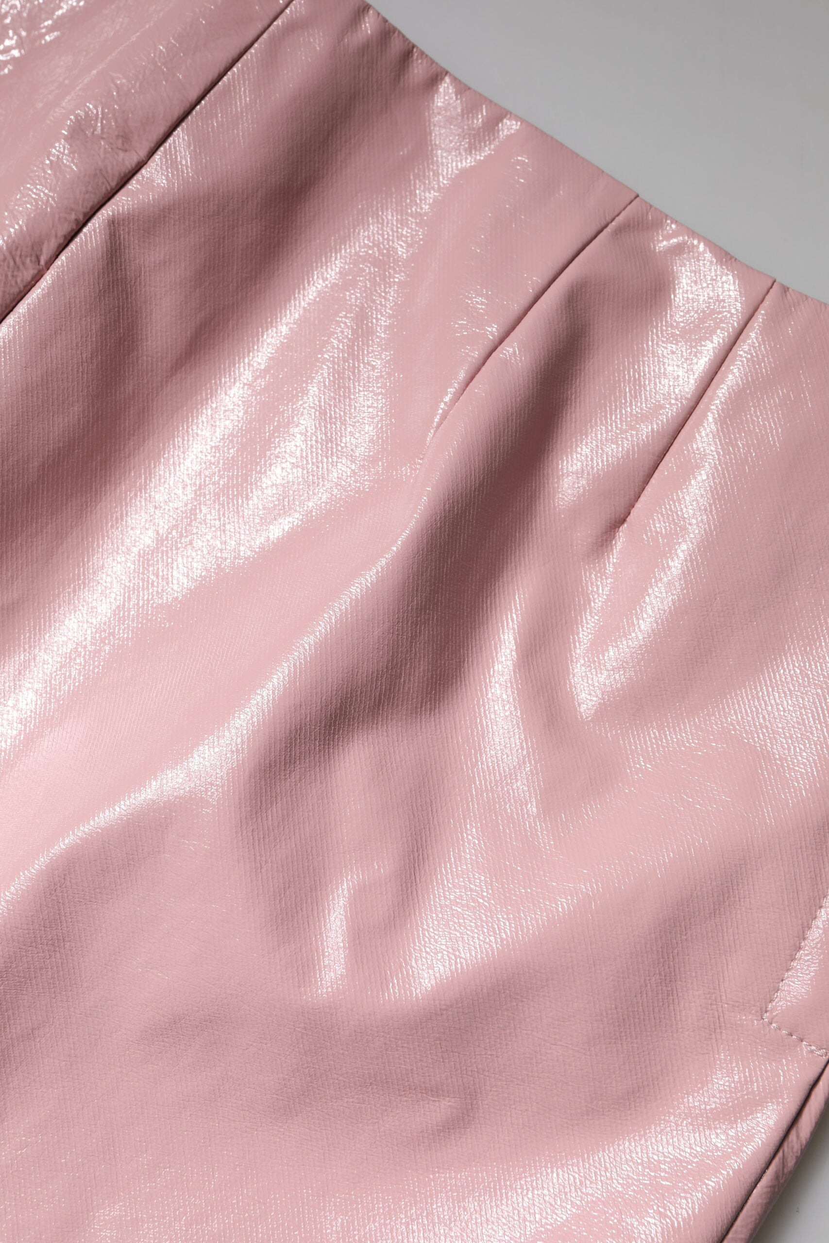 Dolce & Gabbana Glossy Pink Cotton High Waist Mini Skirt Dolce & Gabbana