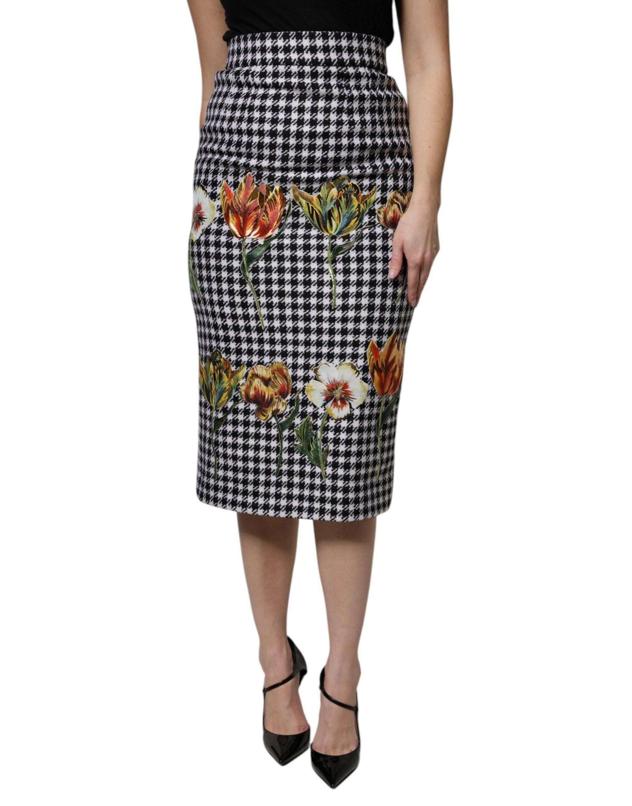 Dolce & Gabbana Multicolor Floral Print High Waist Pencil Cut Skirt Dolce & Gabbana