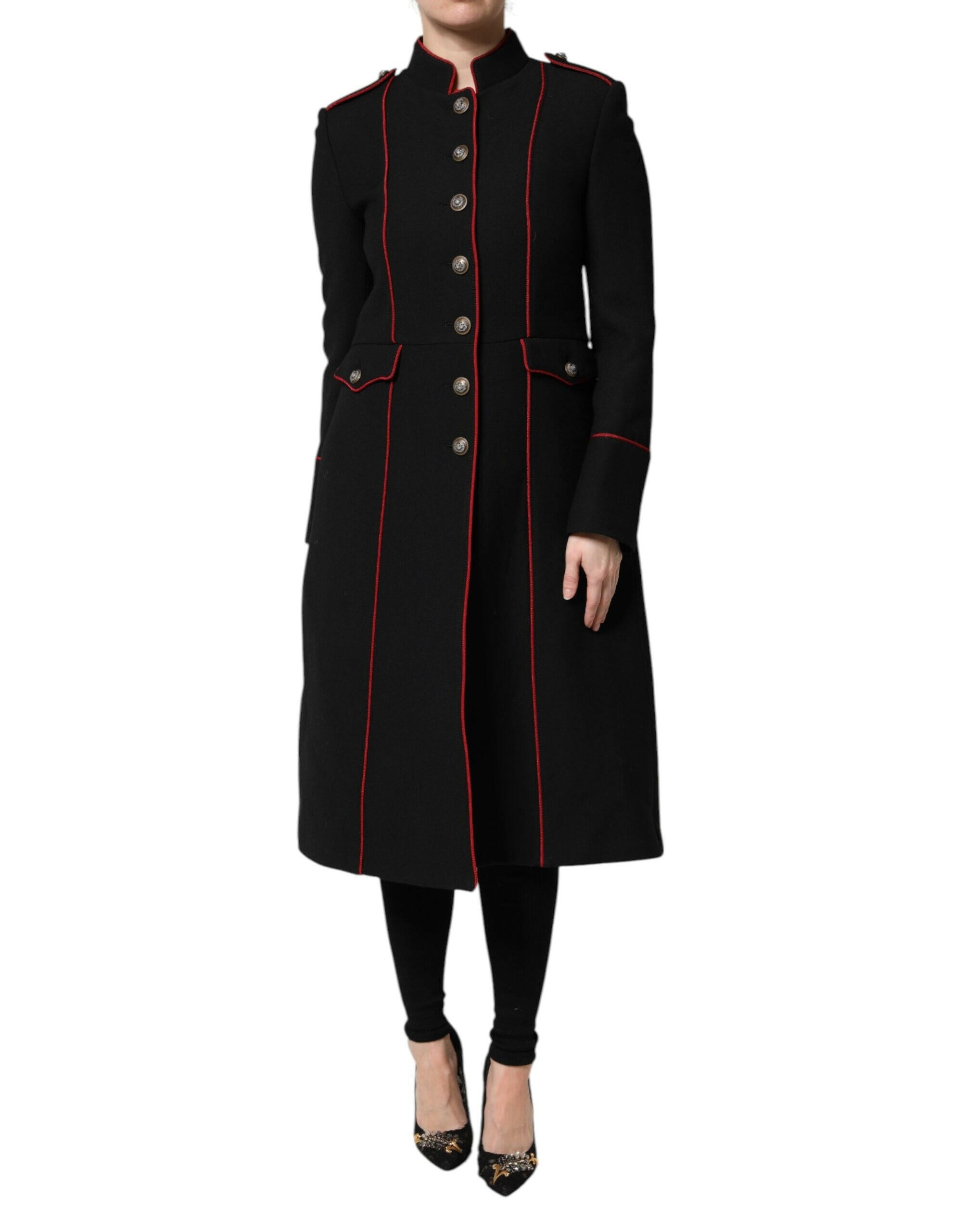 Dolce & Gabbana Black Wool Single Breasted Trench Coat Jacket Dolce & Gabbana