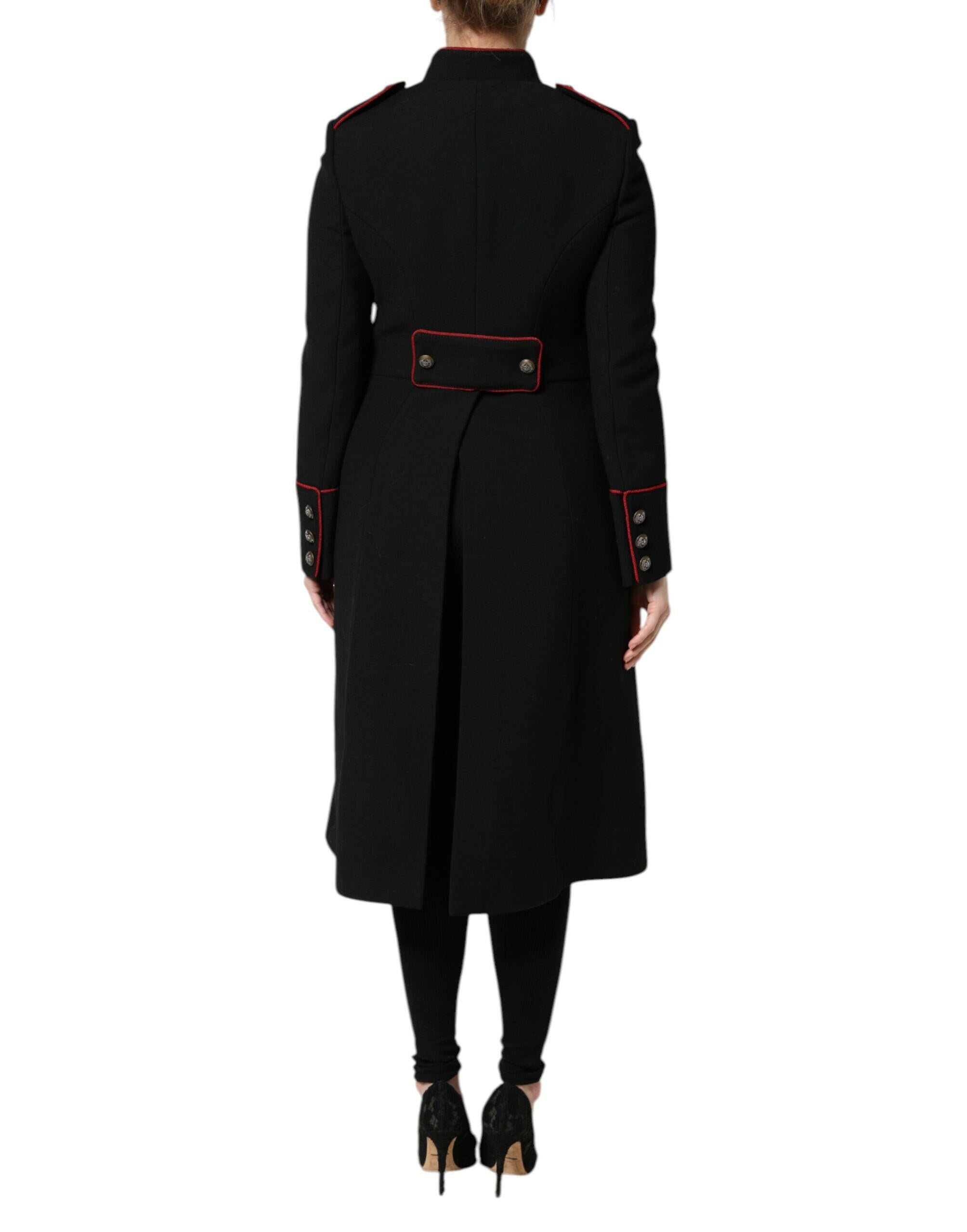 Dolce & Gabbana Black Wool Single Breasted Trench Coat Jacket Dolce & Gabbana