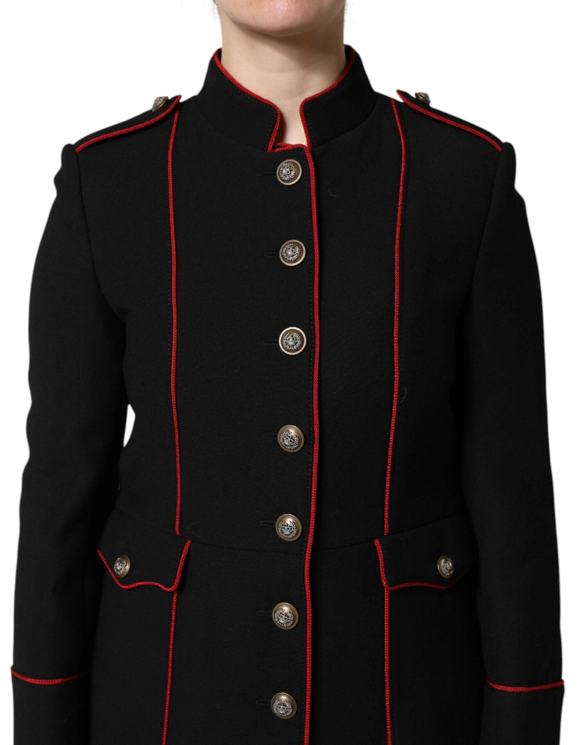 Dolce & Gabbana Black Wool Single Breasted Trench Coat Jacket Dolce & Gabbana
