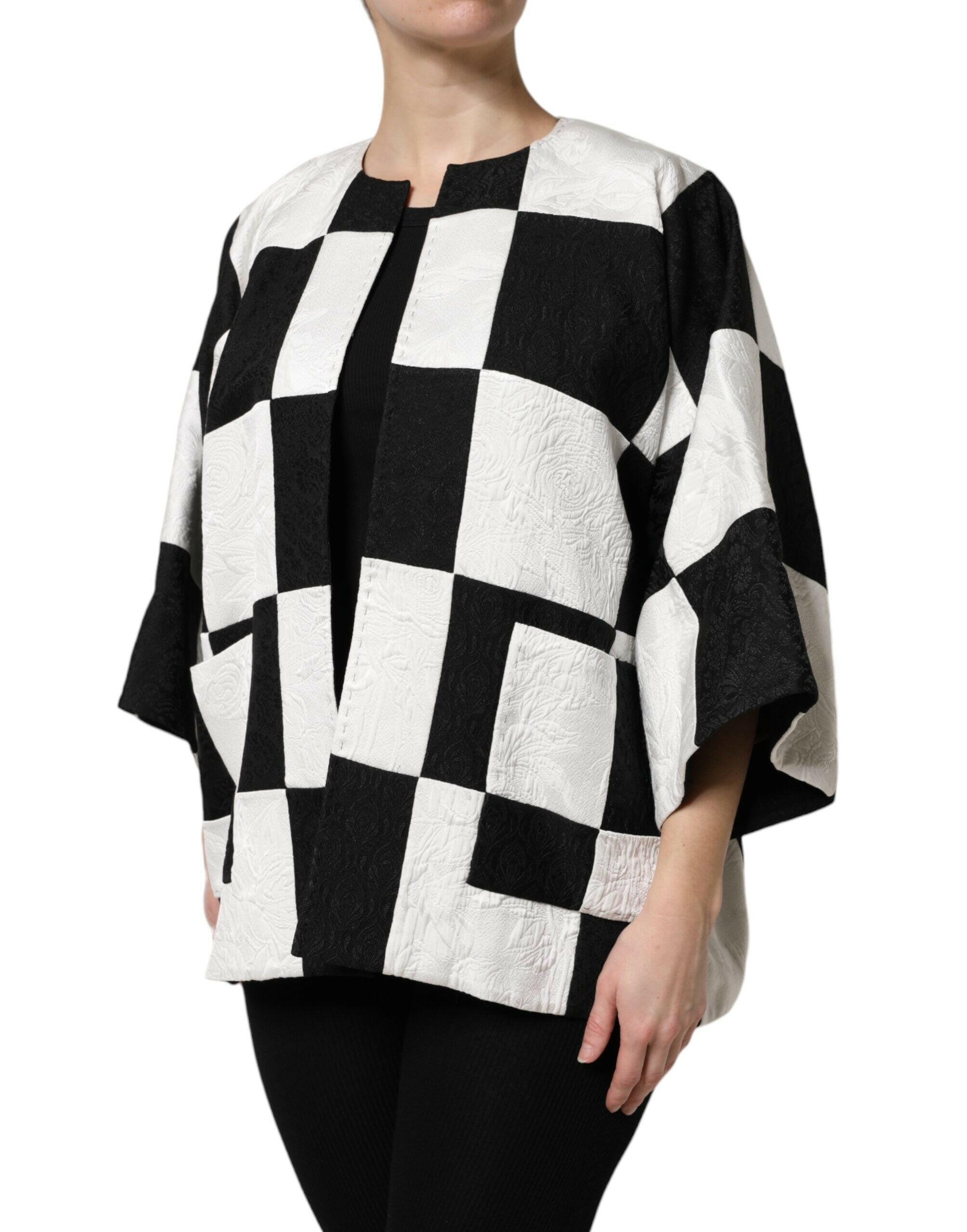 Dolce & Gabbana White Black Patchwork Jacquard Blazer Jacket Dolce & Gabbana
