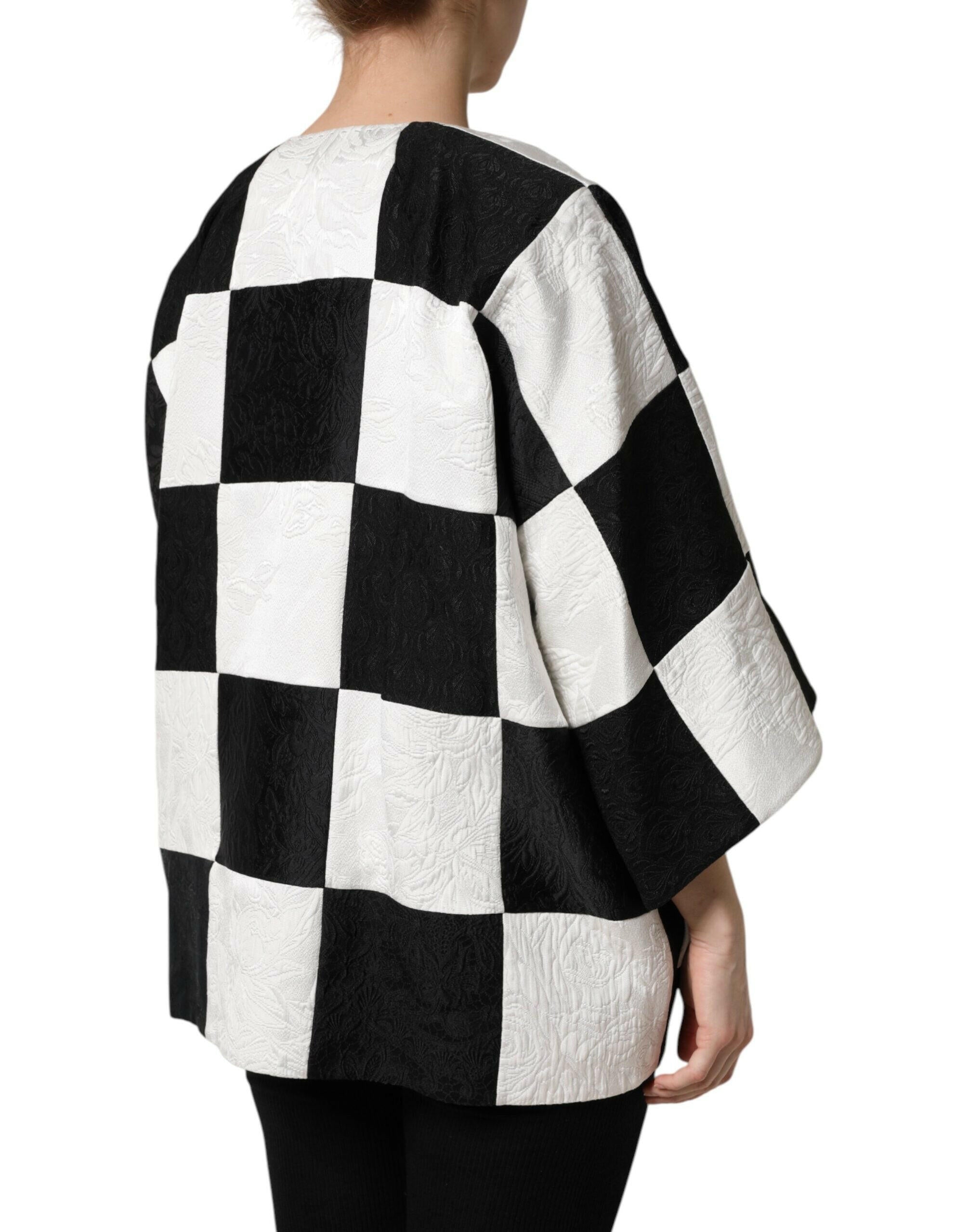 Dolce & Gabbana White Black Patchwork Jacquard Blazer Jacket Dolce & Gabbana