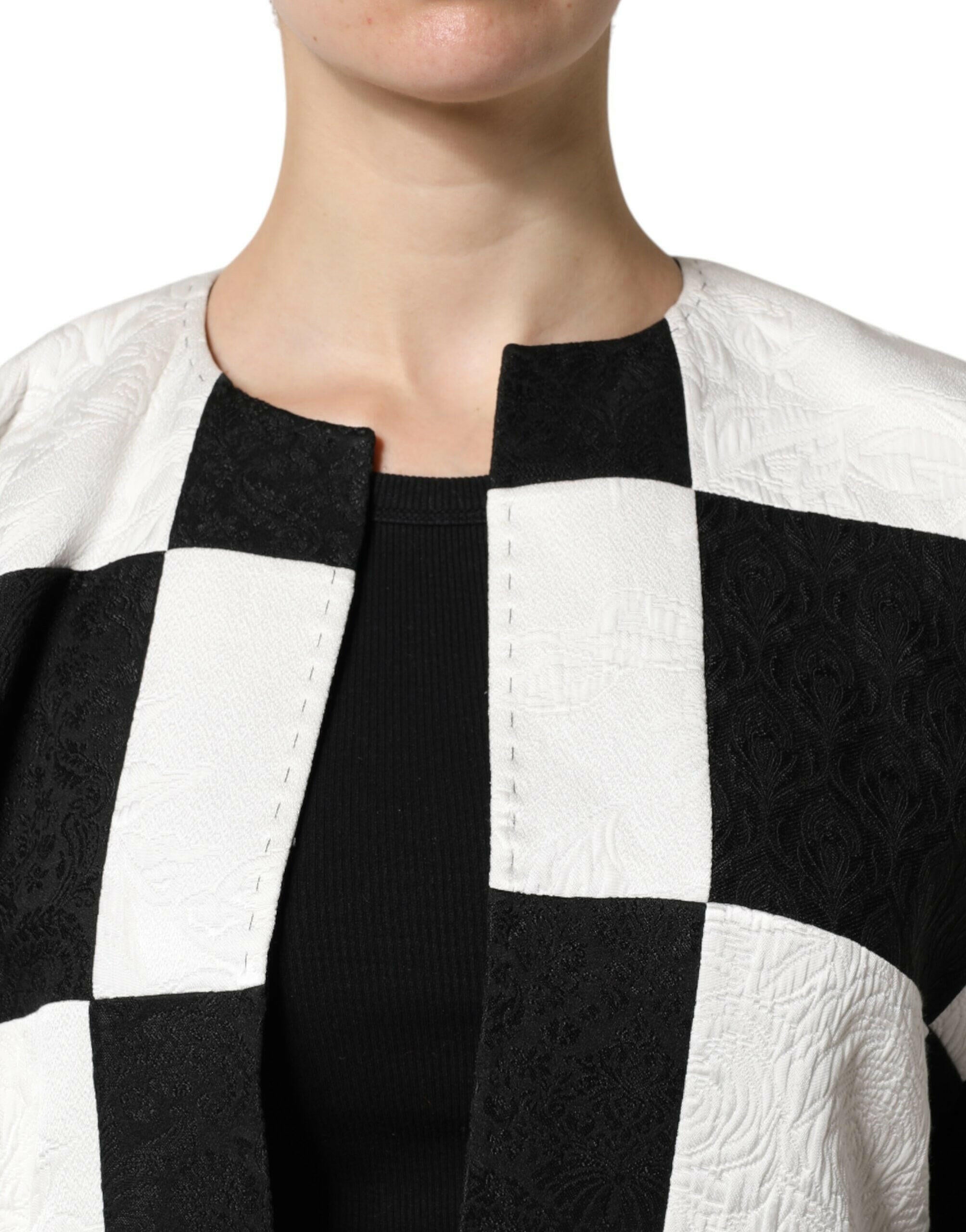 Dolce & Gabbana White Black Patchwork Jacquard Blazer Jacket Dolce & Gabbana