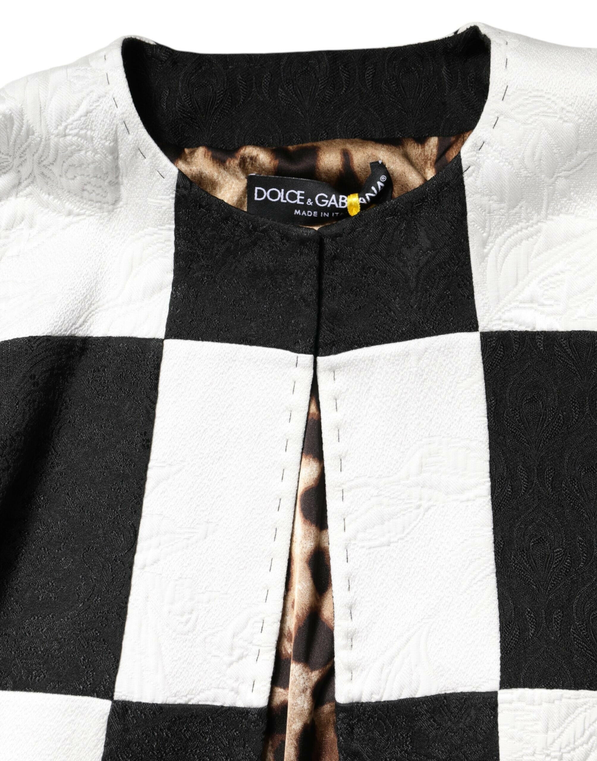 Dolce & Gabbana White Black Patchwork Jacquard Blazer Jacket Dolce & Gabbana