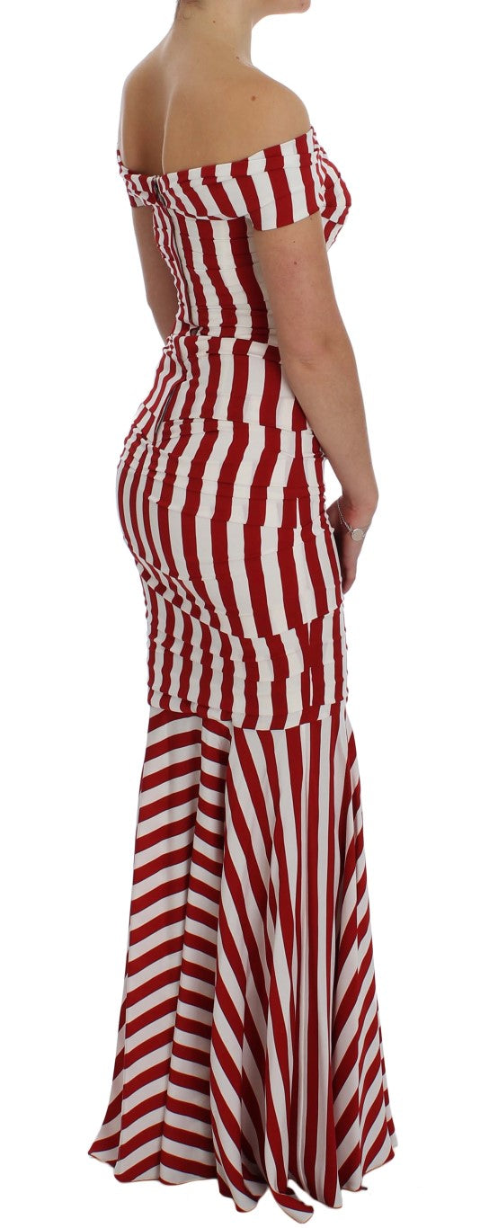 Dolce & Gabbana Elegant Red and White Striped Silk Bodycon Dress Dolce & Gabbana