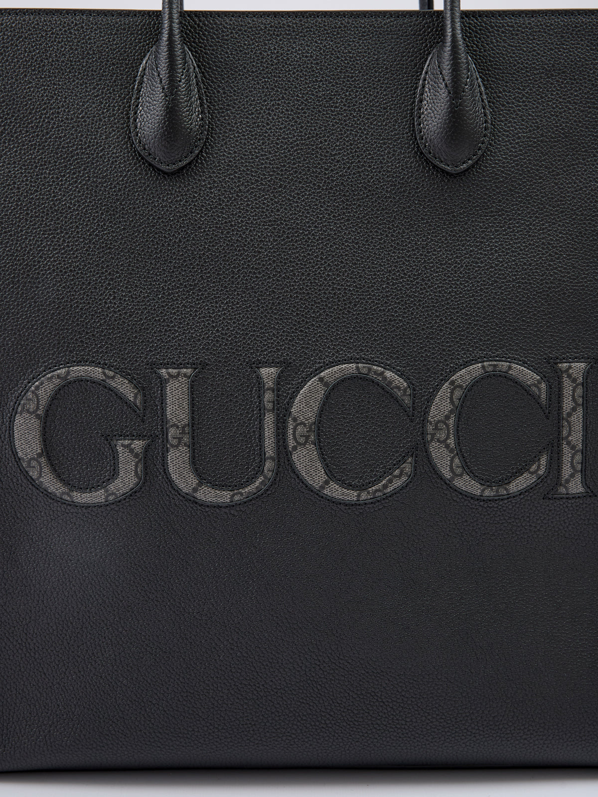 Gucci Black Leather Logo Medium Tote Bag Gucci