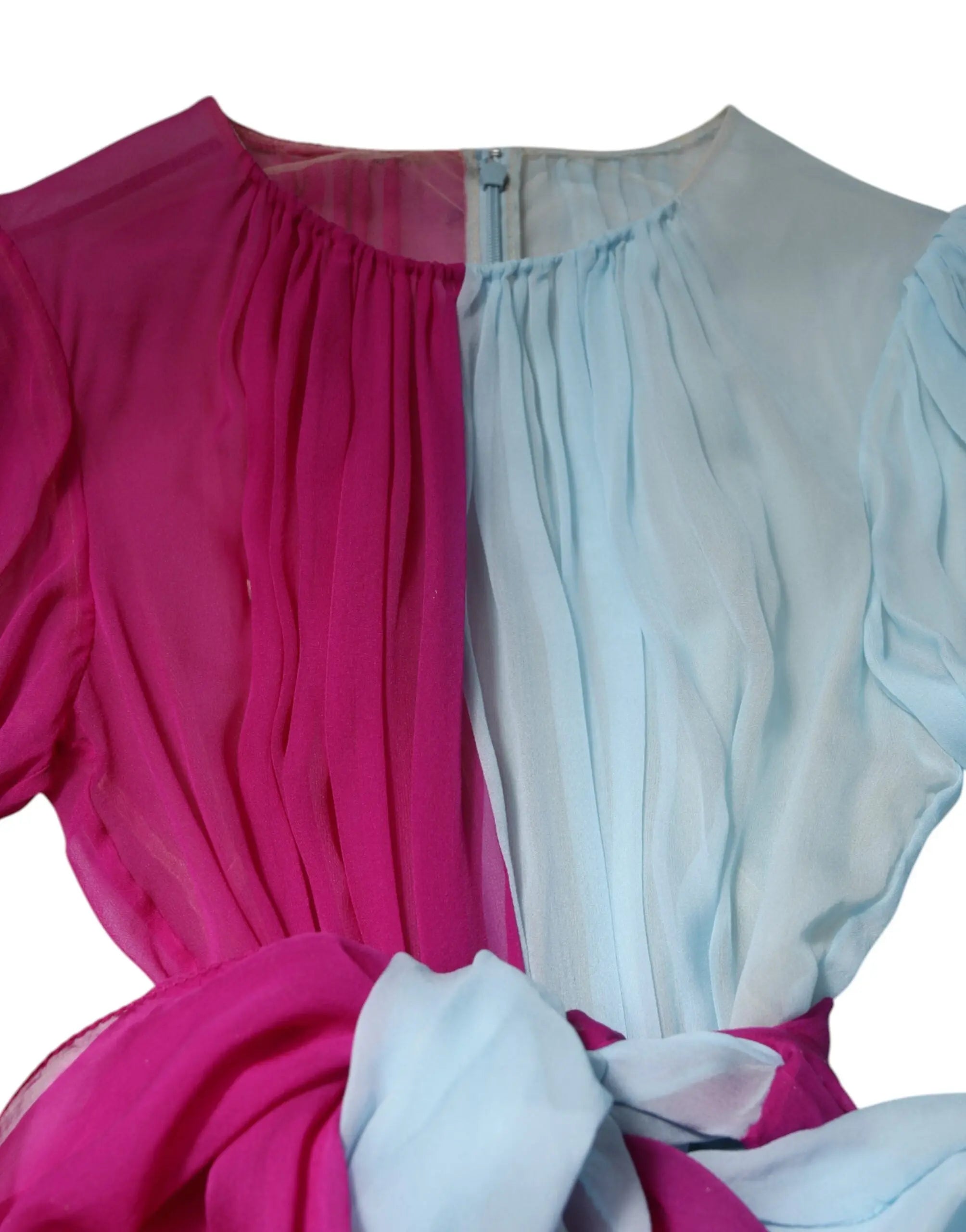 Dolce & Gabbana Pink Blue Silk 3/4 Sleeves A-line Dress Dolce & Gabbana