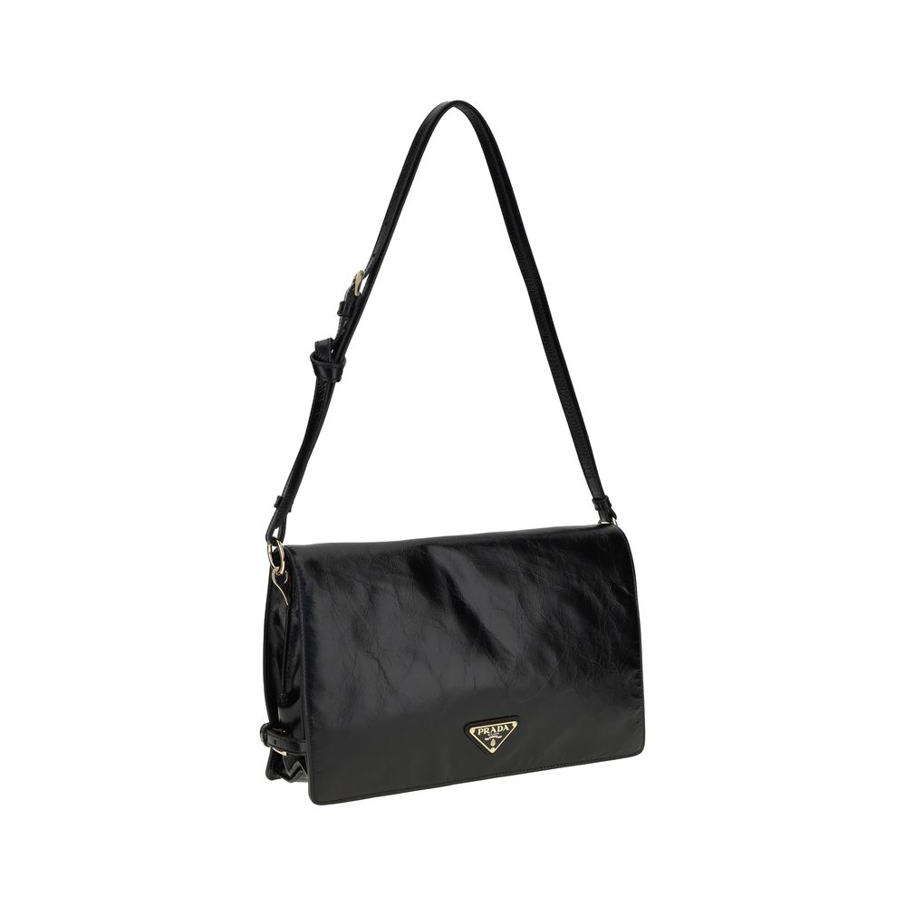 Prada Crinkled leather Shoulder Bag Prada