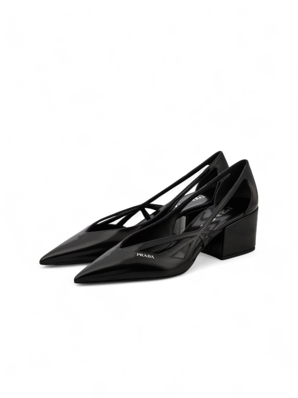 Prada Black Leather Cut-Out Pumps 55 Prada