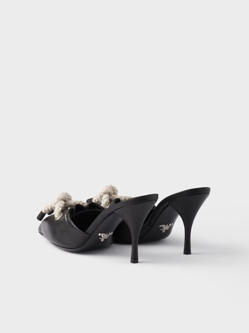 Prada Black Nappa Leather Rope Detail Sandals Prada