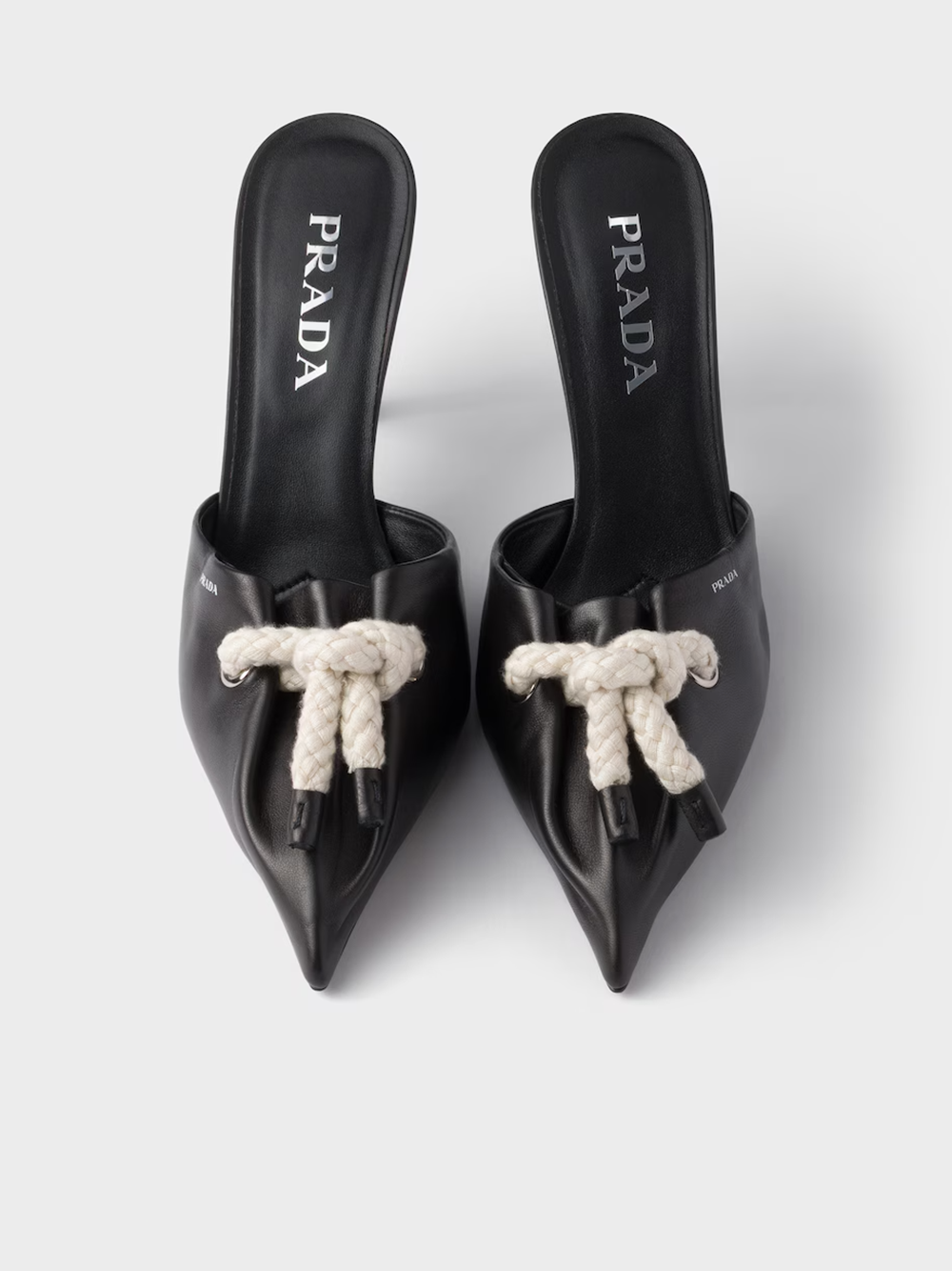 Prada Black Nappa Leather Rope Detail Sandals Prada