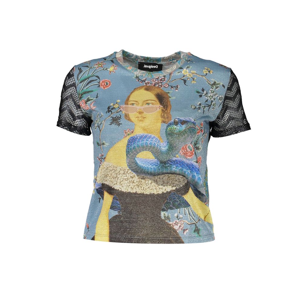 Camiseta feminina Desigual azul em poliéster