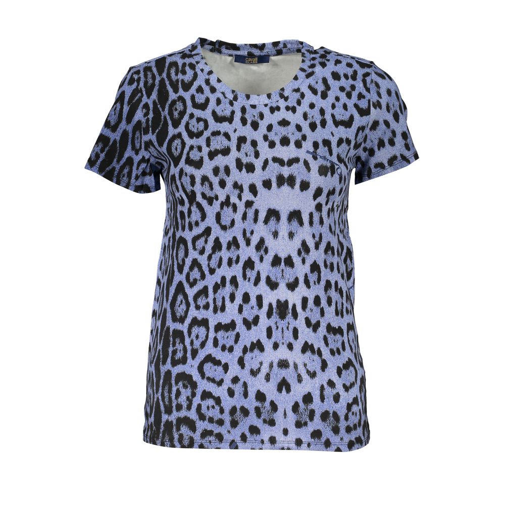 Camiseta feminina Cavalli Class azul de algodão